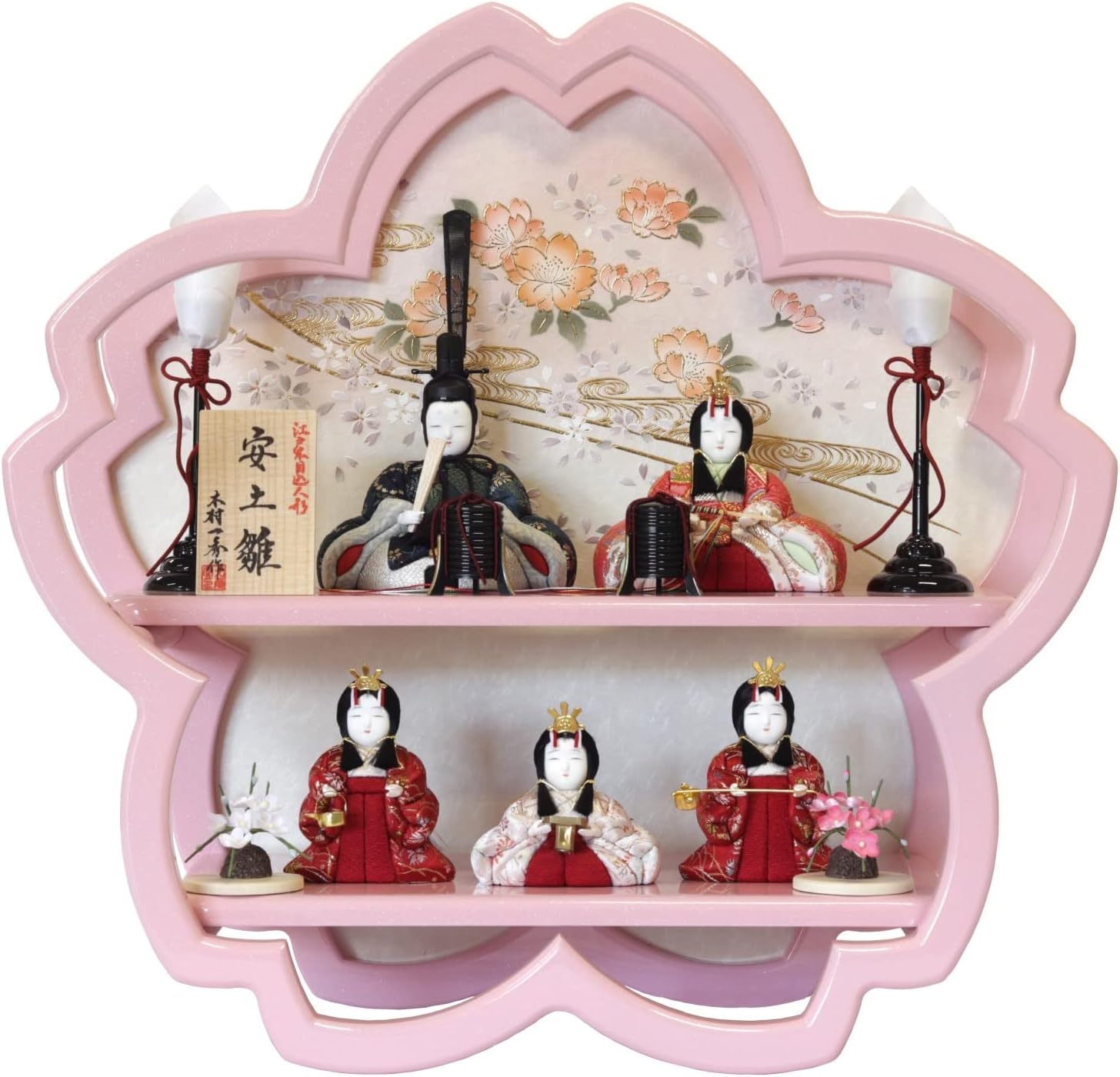 ゆったり柔らか 【桜】雛人形五人飾「豪華コレクション」#木製【本畳