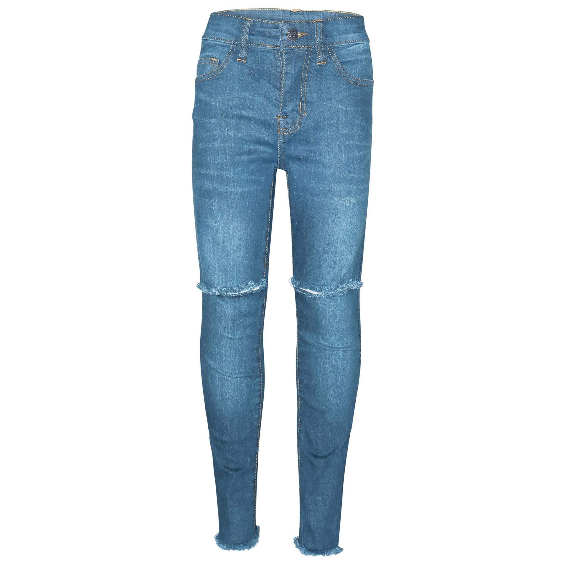 A2Z 4 Kids Girls Stretchy Denim Jeans Ripped Faded Skinny Frayed - Jeans JN33 Light Blue 13
