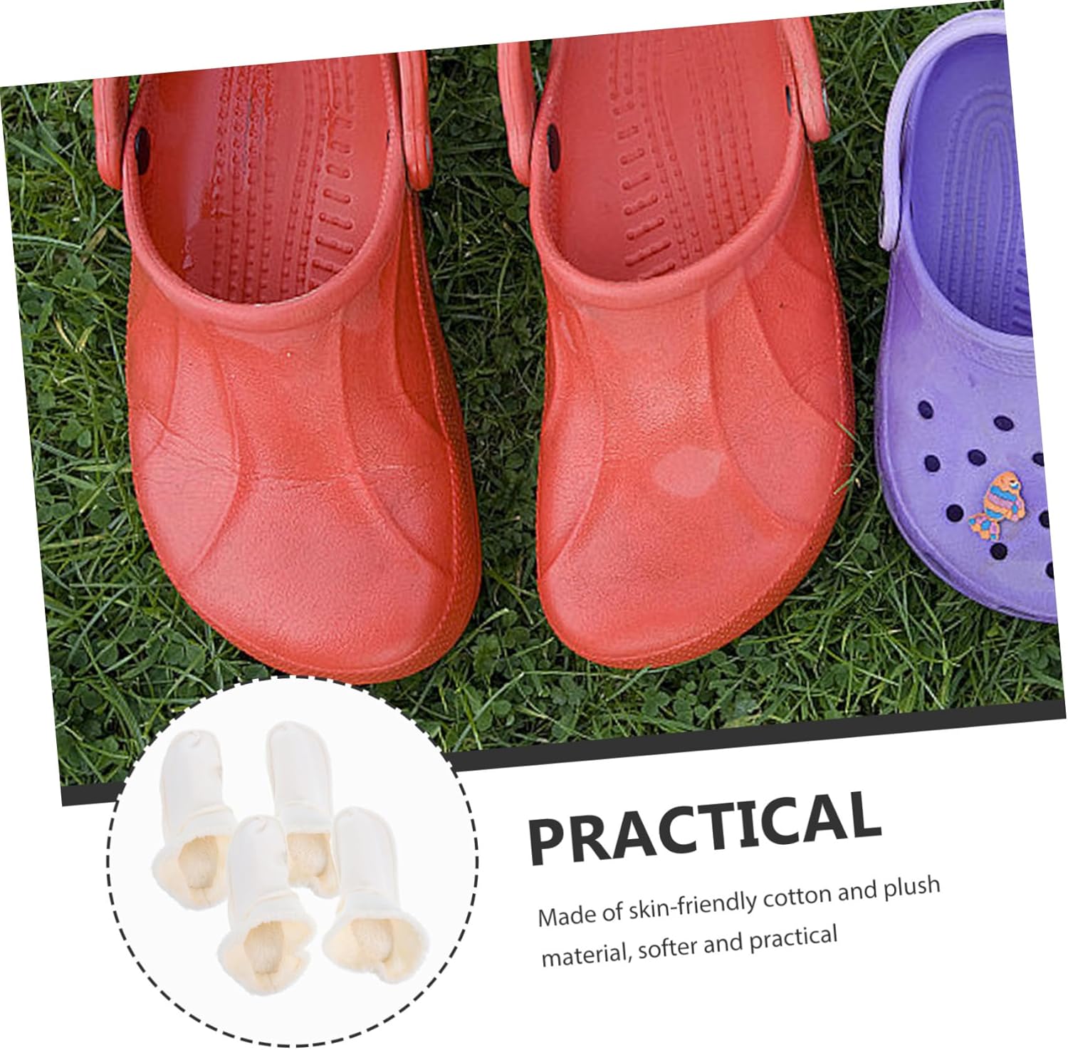 FRCOLOR 2 Pairs Warm Plush Lining for Clogs Soft Cotton Slip Shoe Inserts Winter Footwear Accessory for Hiking Camping Outdoor Use