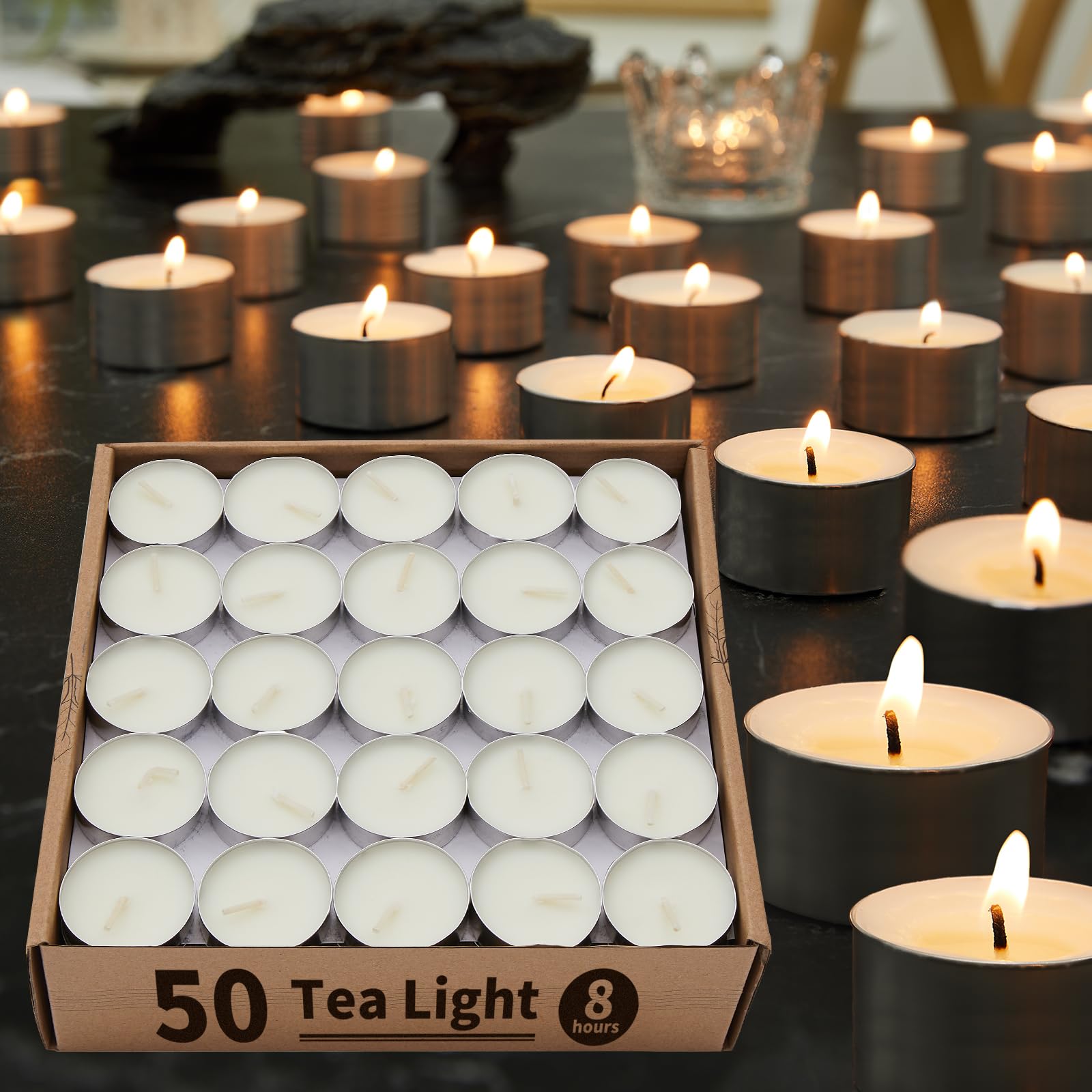 Tea Lights Candles 50 Pack 8 Hours