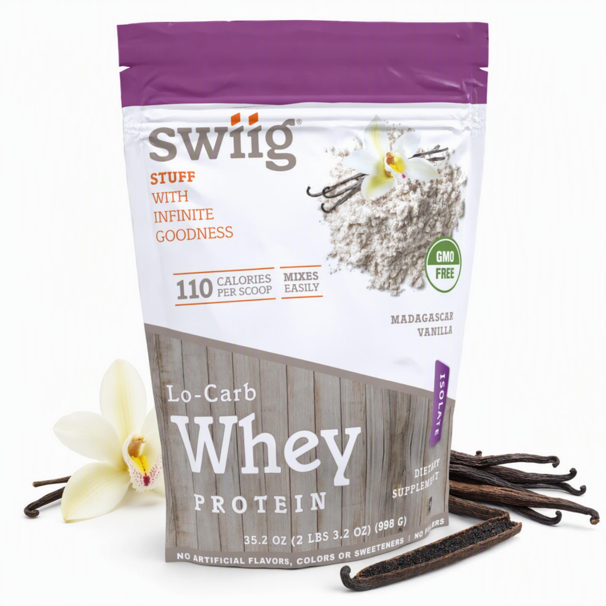 swiig Whey Protein Isolate sabor baunilha de Madagascar, 999 g