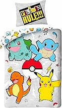 Pokemon Bedding Set, Reversible Duvet Cover 140 x 200 cm, Pillowcase 65 x 65 cm (Pokémon Duvet Cover Set)