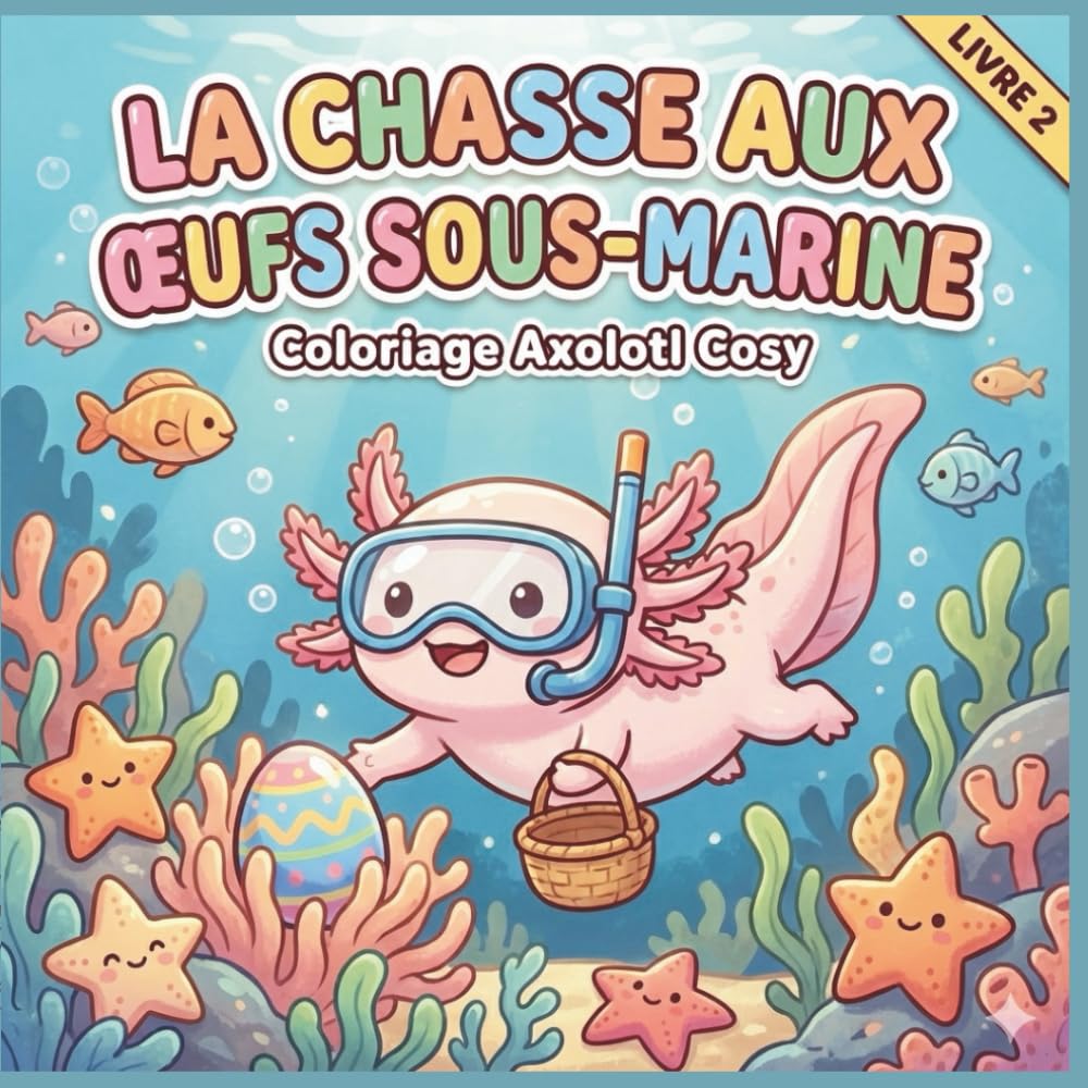 La Chasse aux Œufs Sous-Marine : Coloriage Axolotl Cosy: Le Grand Jeu de Pâques sous l'eau | 50 Illustrations Mignonnes de Recherche et de Découverte ... Enfants de 6 à 12 ans | Format Carré Premium