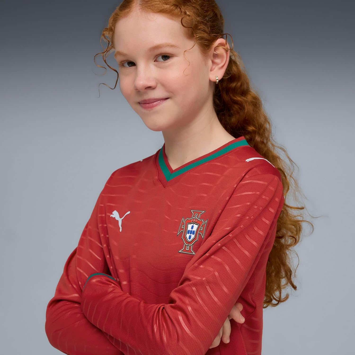 Puma Unisex-Child FA Portugal Home Long Sleeve Jersey Replica