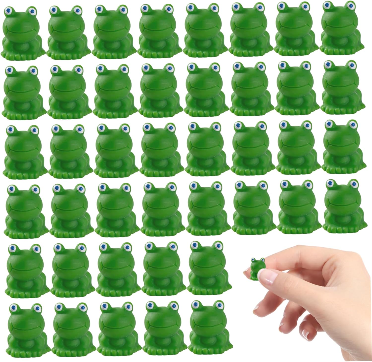 Mini Frogs 200PCS Waterproof Mini Resin Frogs Cute DIY Frog Figurines Fade-Resistant Desktop Frog Toy for Moss Landscape Garden 0.7x0.6 in Green