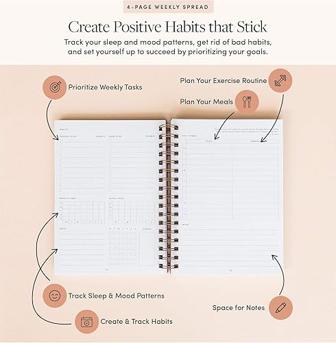 Miniatura 4 de Agenda de auto cuidado de Simple Self - La mejor agenda de vida para tu bienestar, logro de objetivos, salud, felicidad, productividad, gratitud,