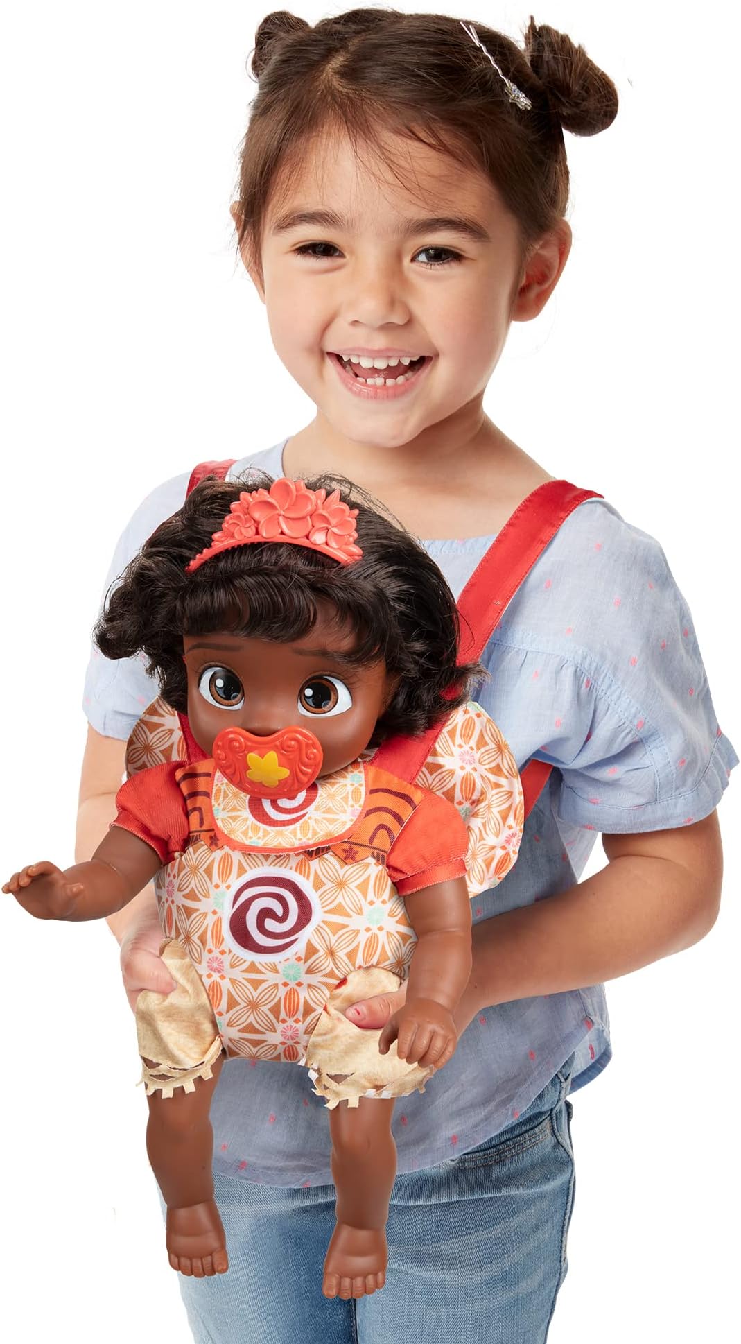 Moana Baby Doll Deluxe with Tiara, Carrier, Plush Friend, Pacifier, Bib & Baby Bottle [Amazon Exclusive]