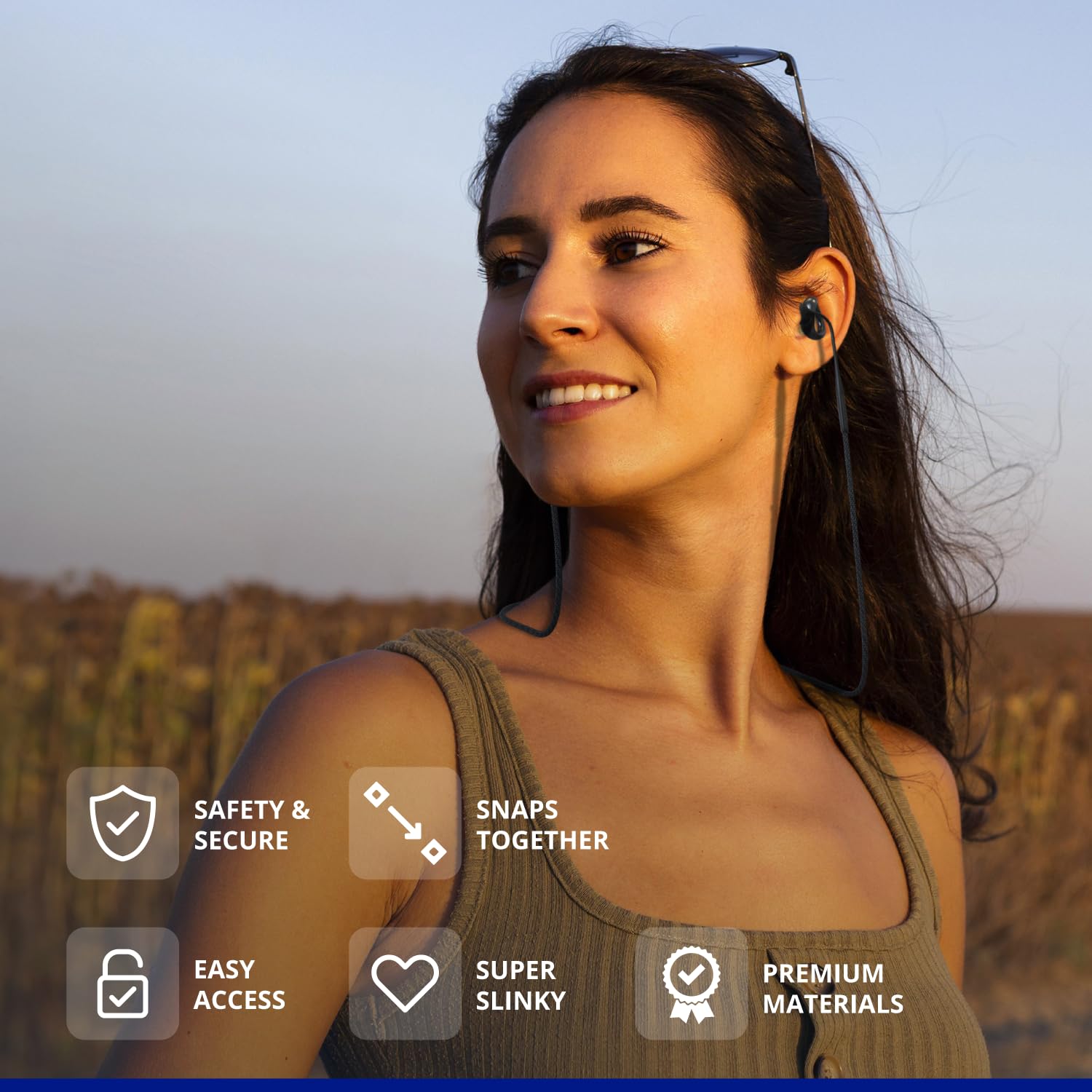 Paquete de 2 cables de conexión magnéticos compatibles con tapones para los oídos silenciosos/compromiso/experiencia, funda de almacenamiento incluida, cordón de seguridad magnético resistente a