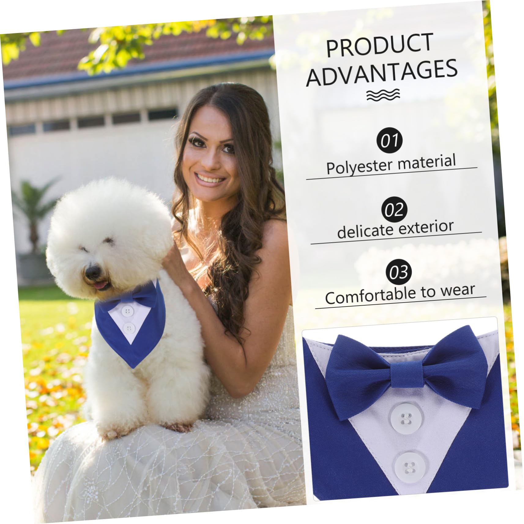 VICASKY 4 Pièces Bandana Chien Mariage Bleu XS Élégant pour Costume Animal Accessoire Fête Photo Protège Cou Propre et Bandanas pour Chiens