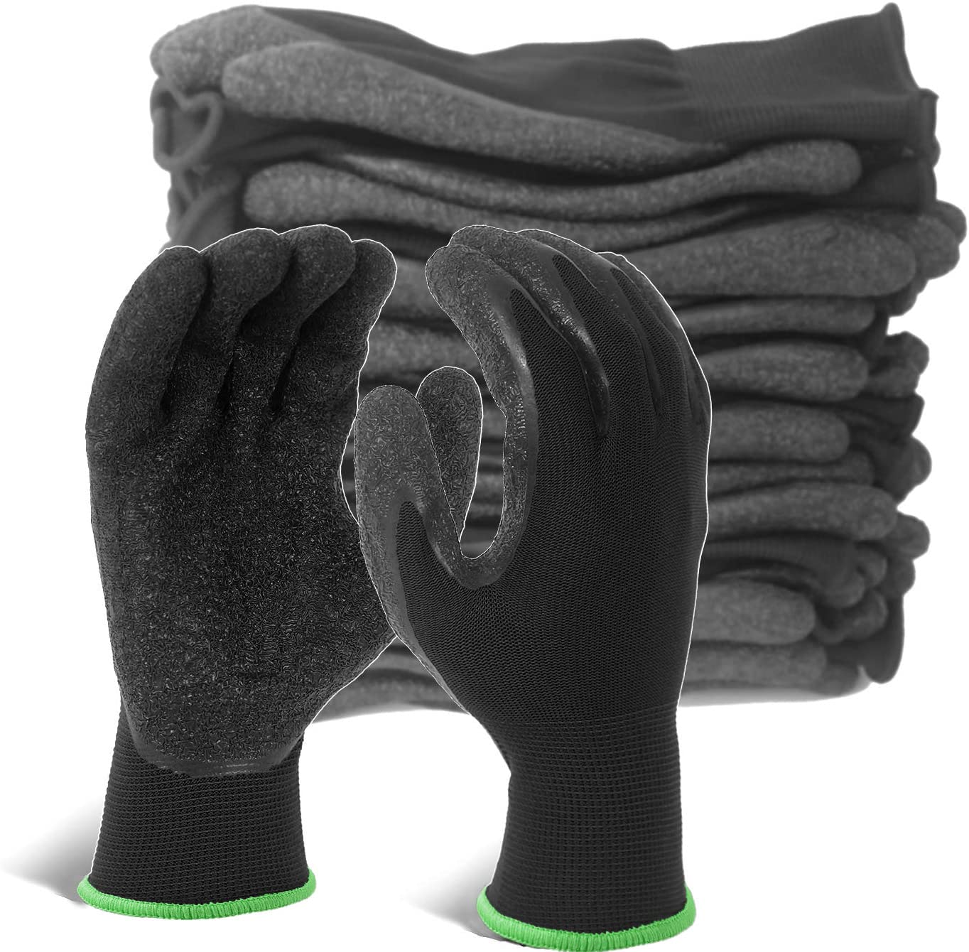 Evridwear Crinkle Latex Rubber Hand Coated Safety Work Gloves for Men Women General Multi Use Construction Warehouse Gardening Assembly Landscaping,