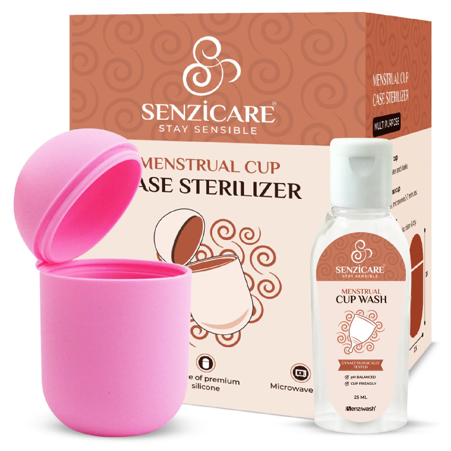 Senzicare Menstrual Cup Sterilizer Case With Cupwash|Easy-To-Use|Remove Bacteria|Clean|Kills 99% Of Germs In 3 Minutes|Reusable Silicone Sterilizing Holder (Pink),Pack of 2 Count (B0CKW28965) Amazon Price History, Amazon Price Tracker
