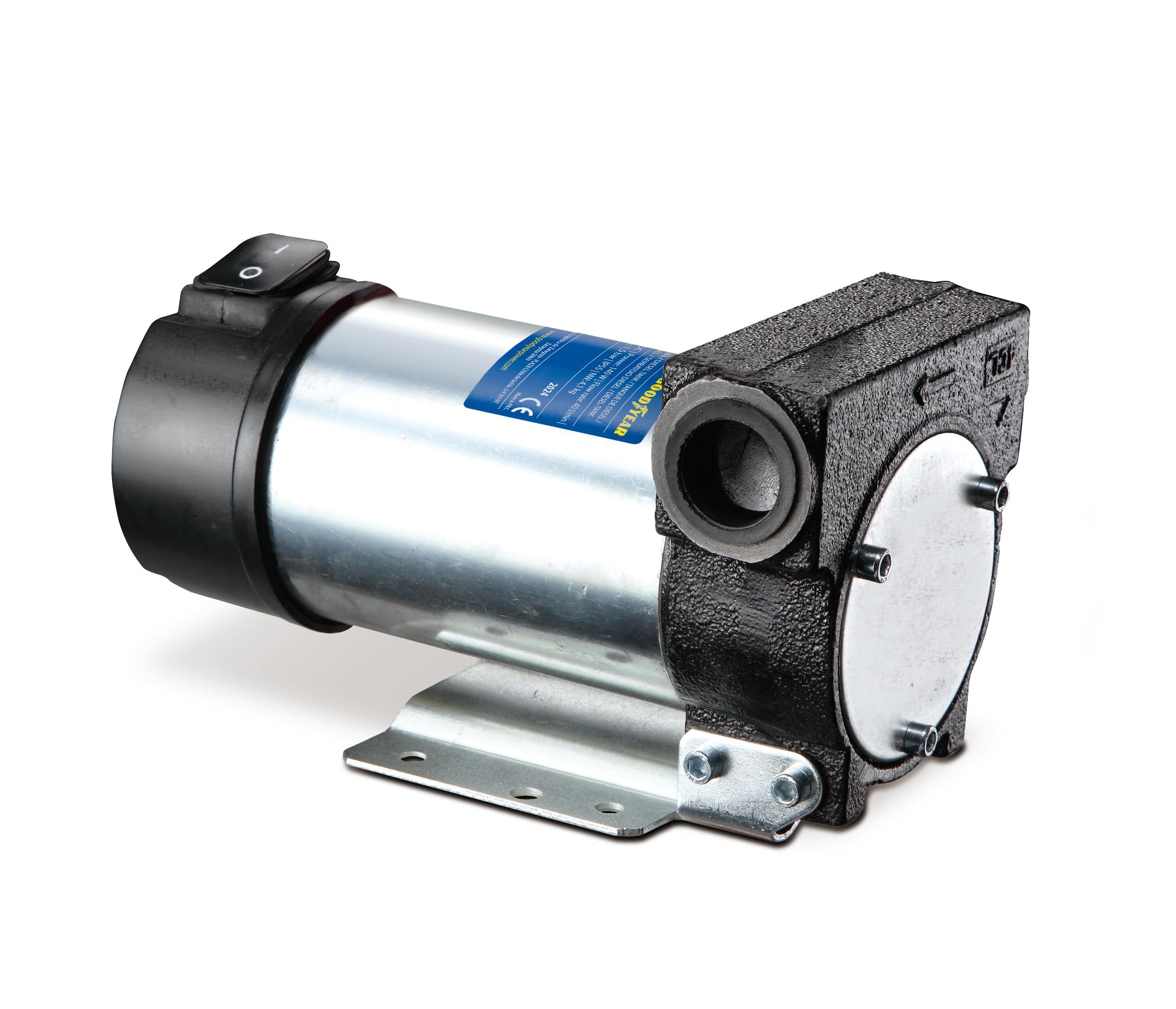 Goodyear - Bomba de Combustible Eléctrica 12V para Gasoil y Diésel, Kit de Bomba de Transferencia Portátil de Alta Presión 40L/Min con Pistola Automática y Manguera de 4m