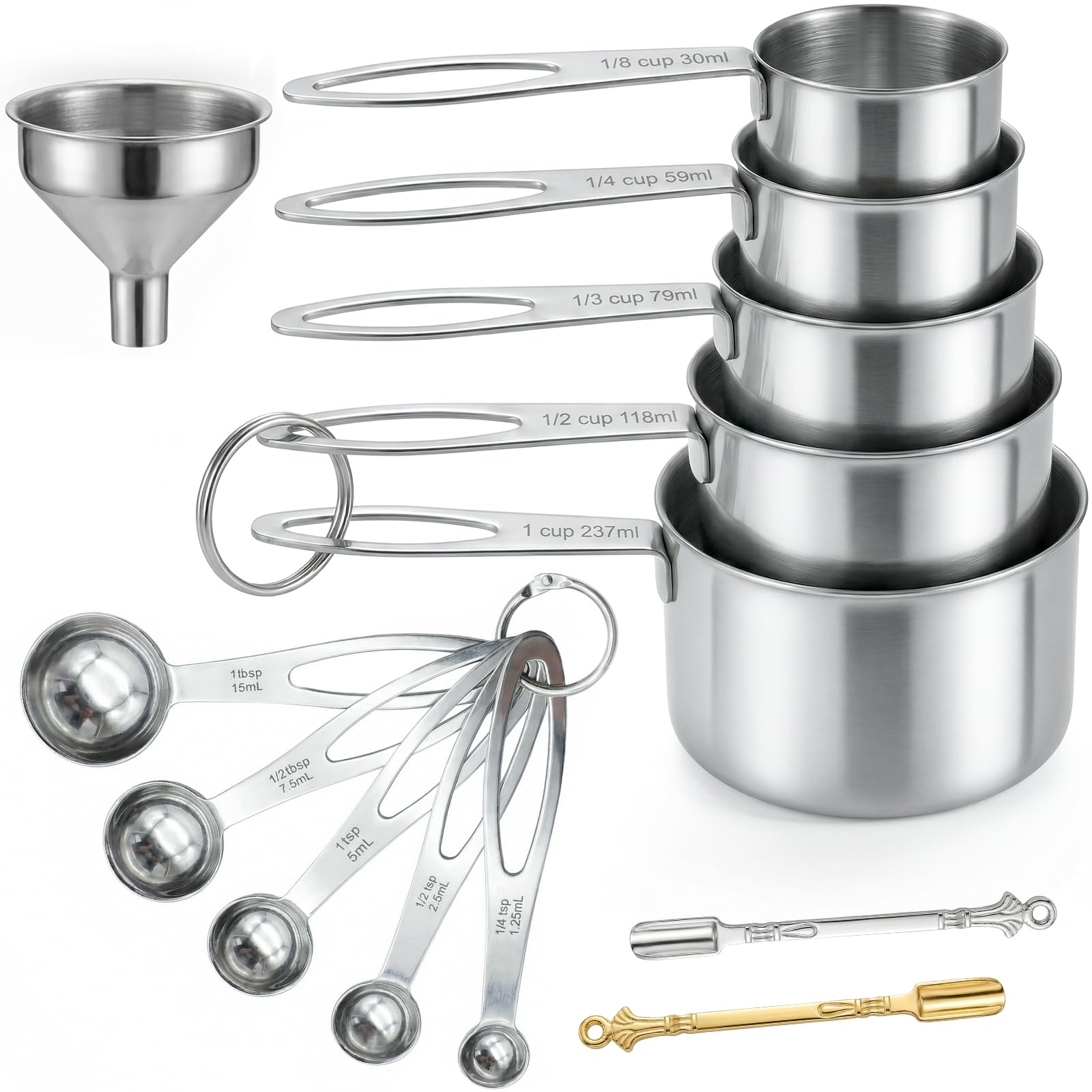 THLHKD 13PCS Stainless Steel Measuring Cups and Spoons Set