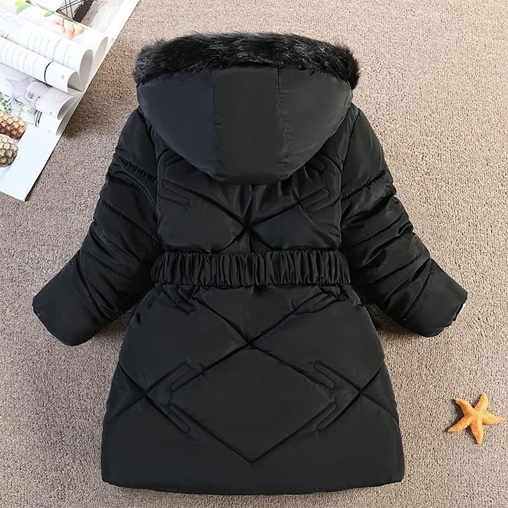 Fille Manteau Enfant Veste de Polaire Epaisse Doudoune d'Hiver Chaud Blouson à Capuche Fourrure Ski Parka Rembourré Longue Vêtement Coupe Vent