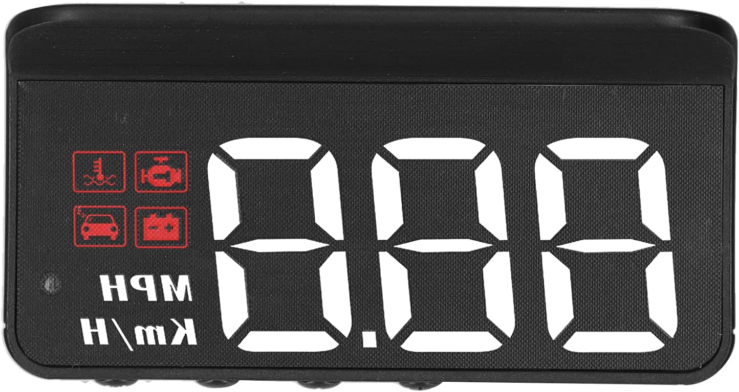 Ejoyous Car HUD Speedometer Digital OBD2 Multifunction Projector with Adaptive Brightness Safety Alarm Speed Water Temp Voltage Mileage Display for Daily Driving Black 1 Pc