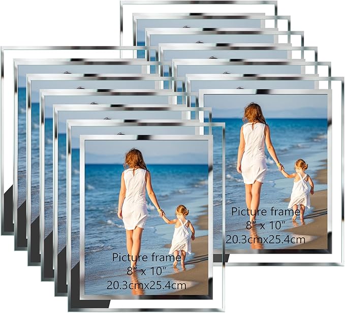 Hoikwo Bulk Gift Frames, 12 Packs 8x10 Silver Glass