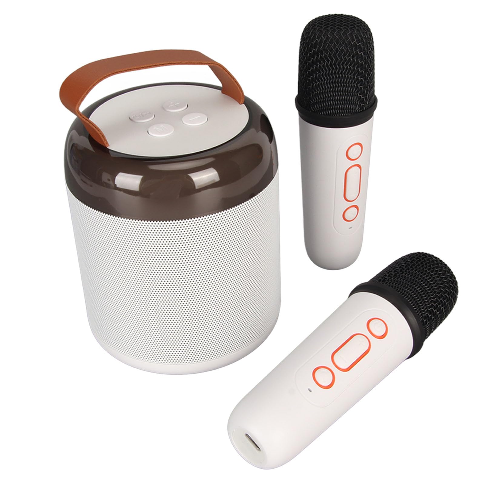 Altoparlanti Karaoke Wireless Effetto Sonoro di Caraoke Portatile per Feste di Famiglia, 2 Microfoni, Set Altoparlanti, Set Mini Karaoke (WHITE)