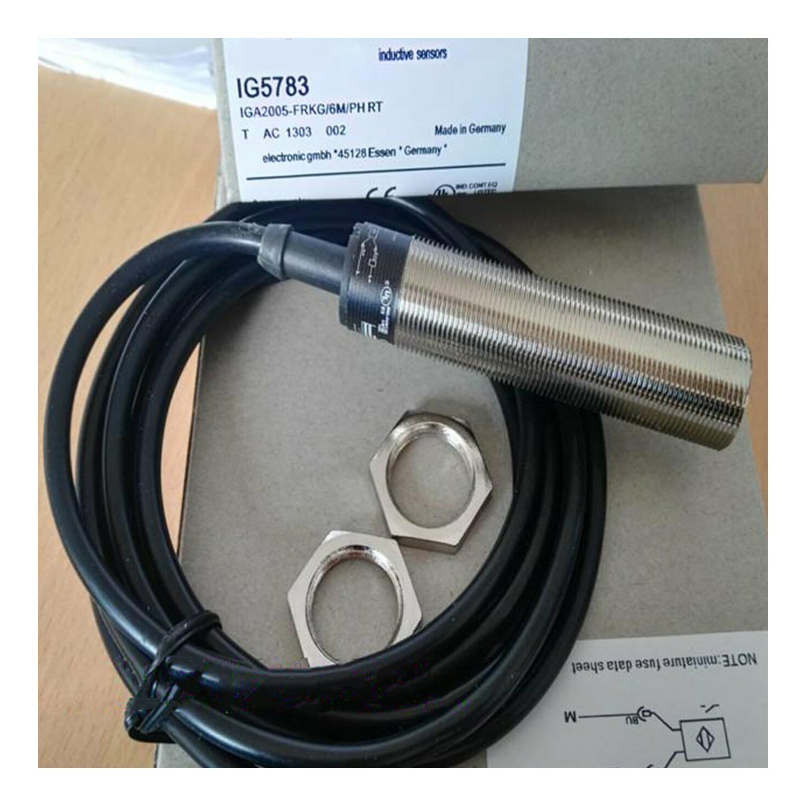 Tsnwinme IG5783 Inductive Sensor, Sensing Range 5 Mm Flush Mountable; Operating Voltage 10...55 DC V; 2-Wire; PNP/NPN; 6 M PUR/PVC-Cable; 6 M; PUR/PVC