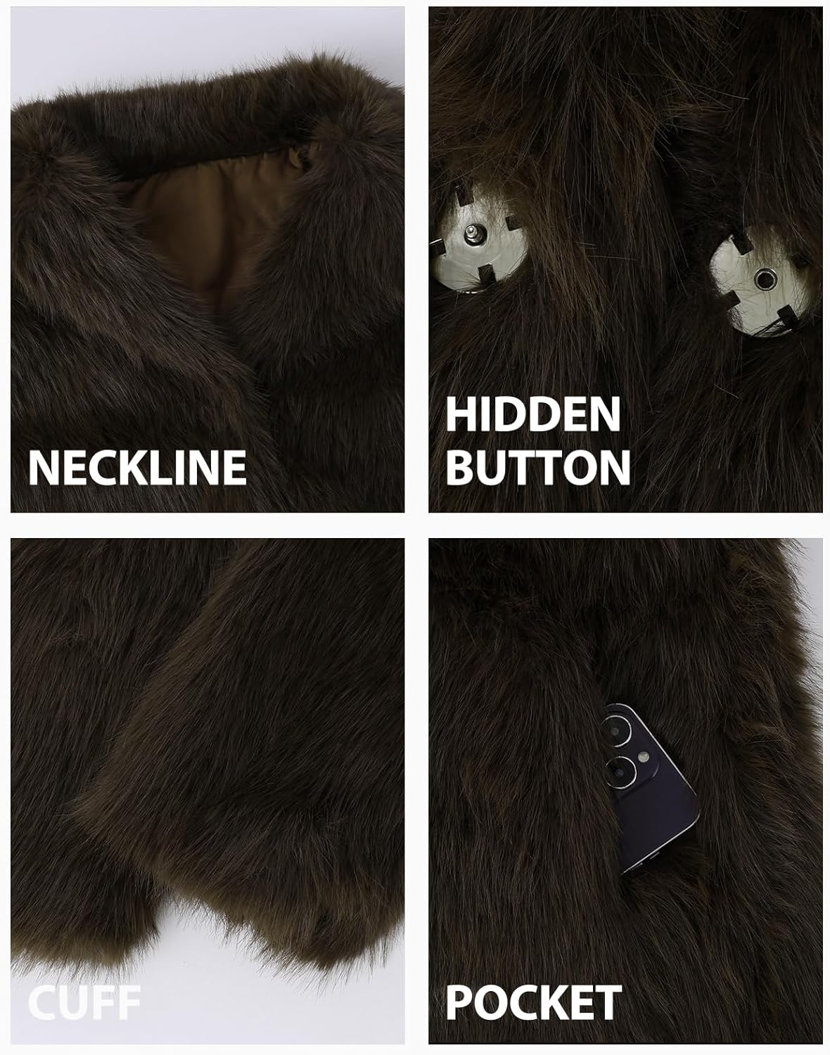 Wyeysyt Womens Faux Fur Coat Fluffy Lapel Furry Jacket Long Sleeve Shaggy Long Coat Winter Warm Coats Outerwear - Image 5