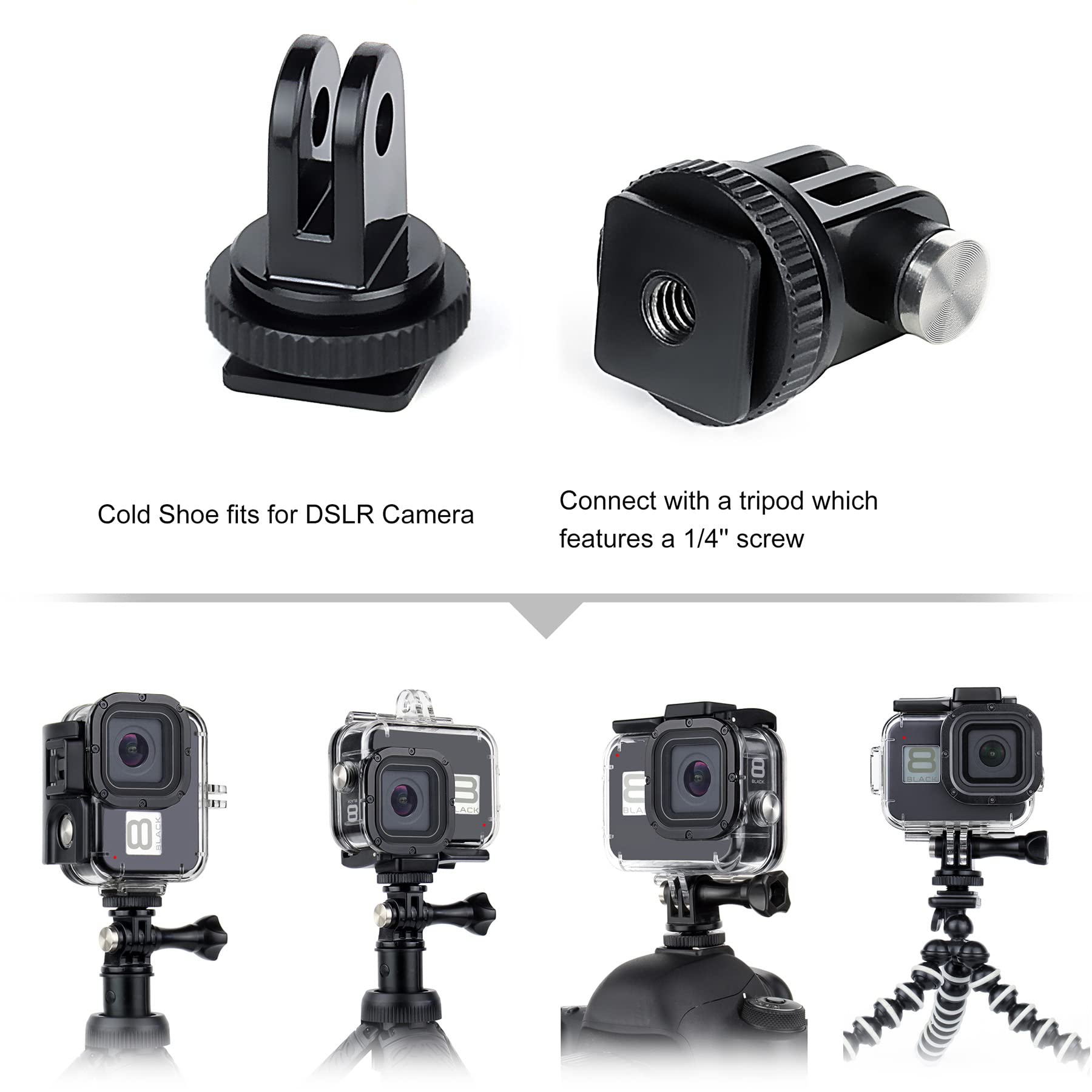 GEPULY Custodia impermeabile per GoPro Hero 8 nero con 4 filtri subacquei, custodia subacquea da 60 m, con filtri rossi, snorkeling, magenta, Close-up per GoPro Hero 8 fotocamera nera