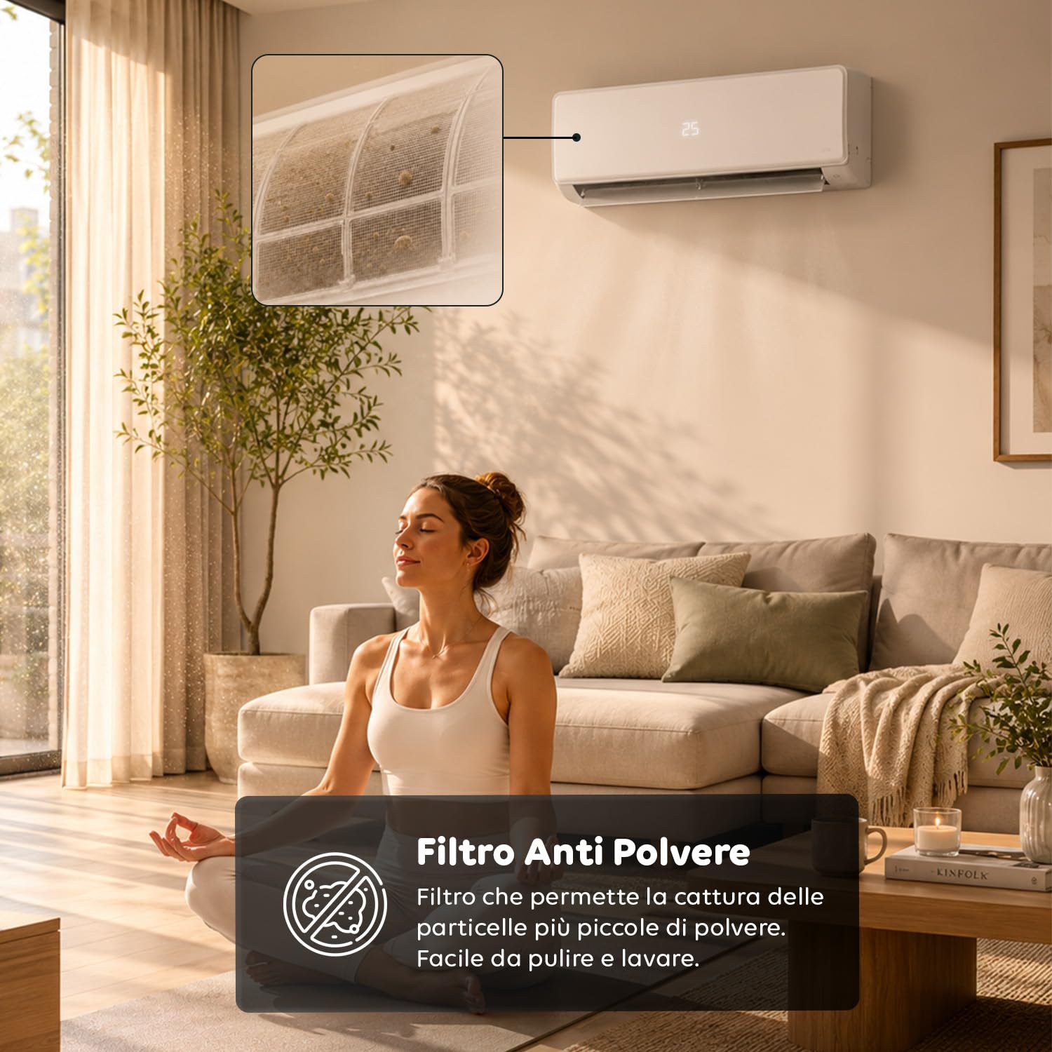Wintem – Condizionatore 12000 BTU Inverter R32, Wi-Fi, A++/A+, Compressore GREE | Climatizzatore 12000 BTU Fisso, Pompa di Calore, 65 dB(A), Turbo, Sleep, Display LED