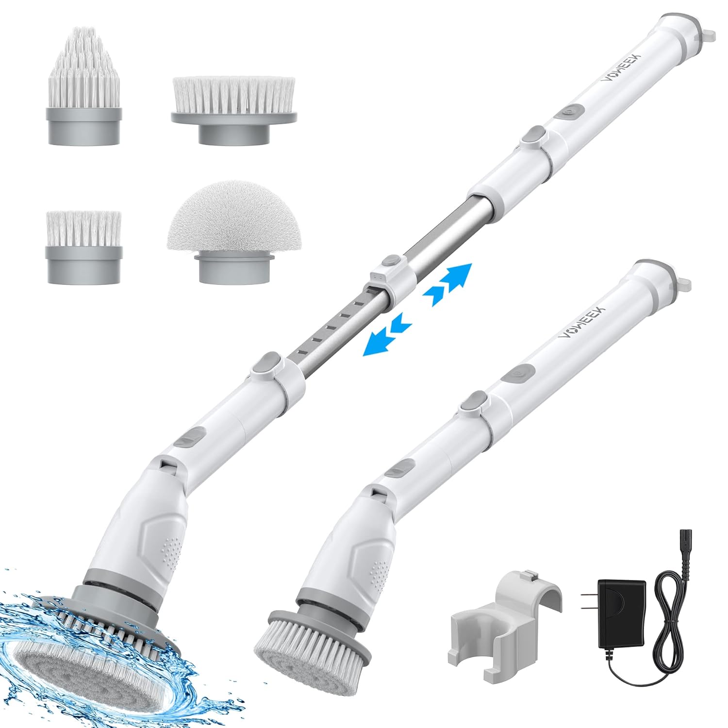 Electric Spin Scrubber, Voweek Power Scrubber with 4 Replaceable Brush