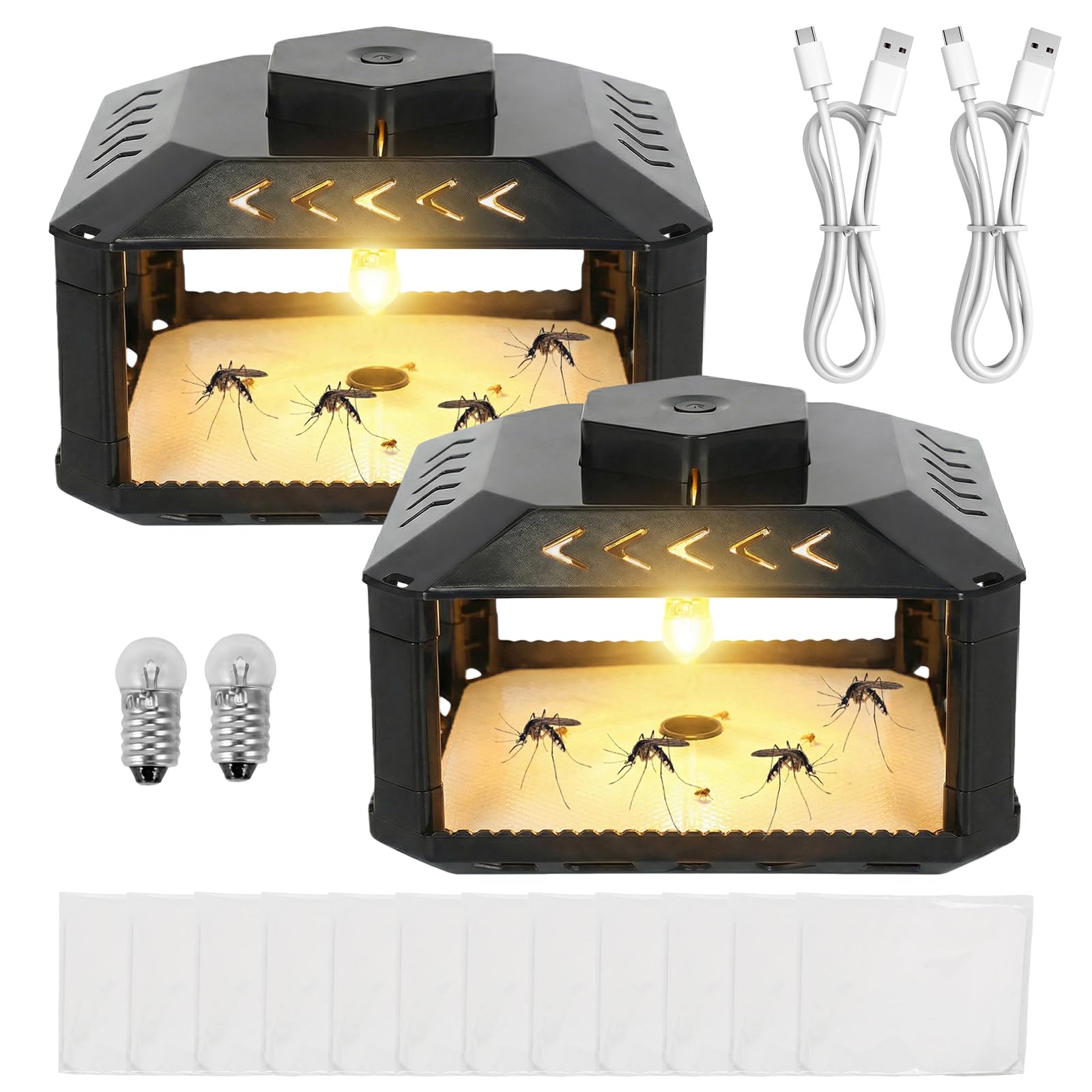 2 trampas para pulgas para apartamento, trampa para pulgas y chinches con 12 pegatinas y 2 cables de carga, trampa para pulgas, trampa LED para pulgas, trampa para pulgas para el hogar, salón, cocina