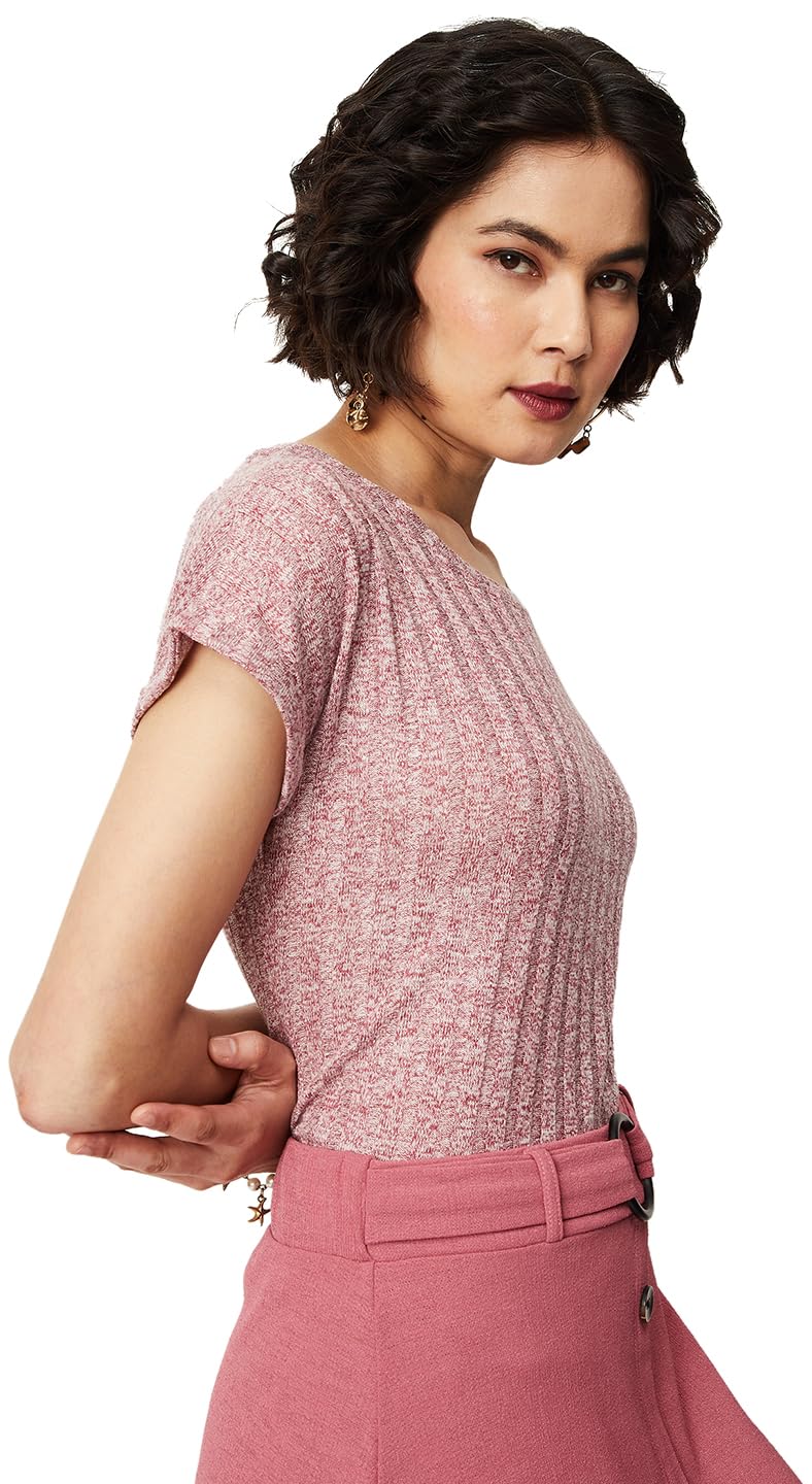 max Women's Polyviscose Elastane Textured Round Neck Regular Fit T-Shirt-picture-29