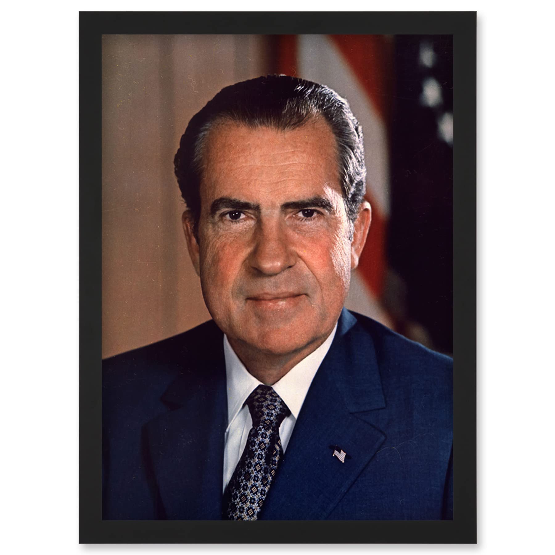 Artery8 US President Richard Nixon Portrait Photo Artwork Framed Wall Art Print A4