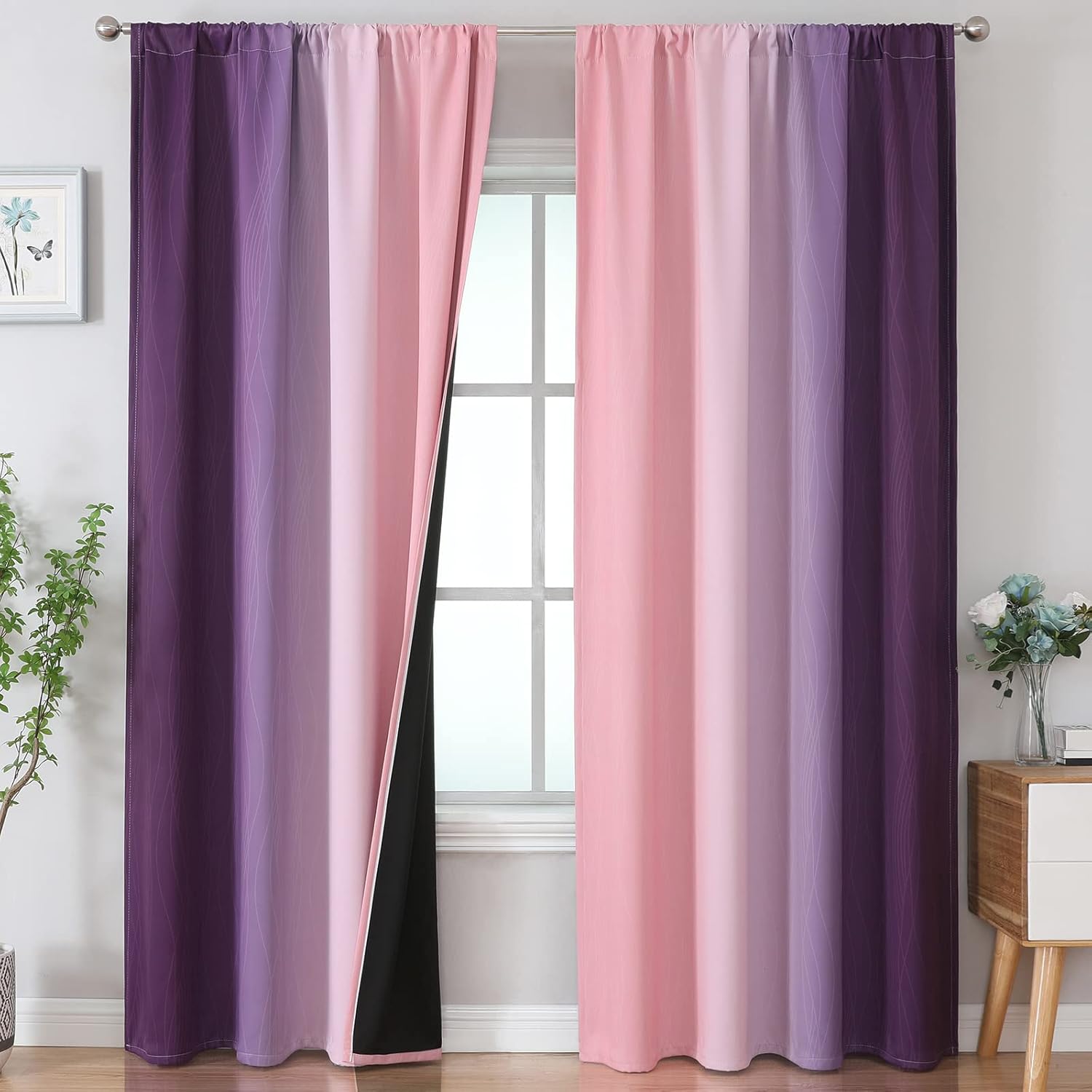 Estelar Textiler Purple and Pink Blackout Curtains 96