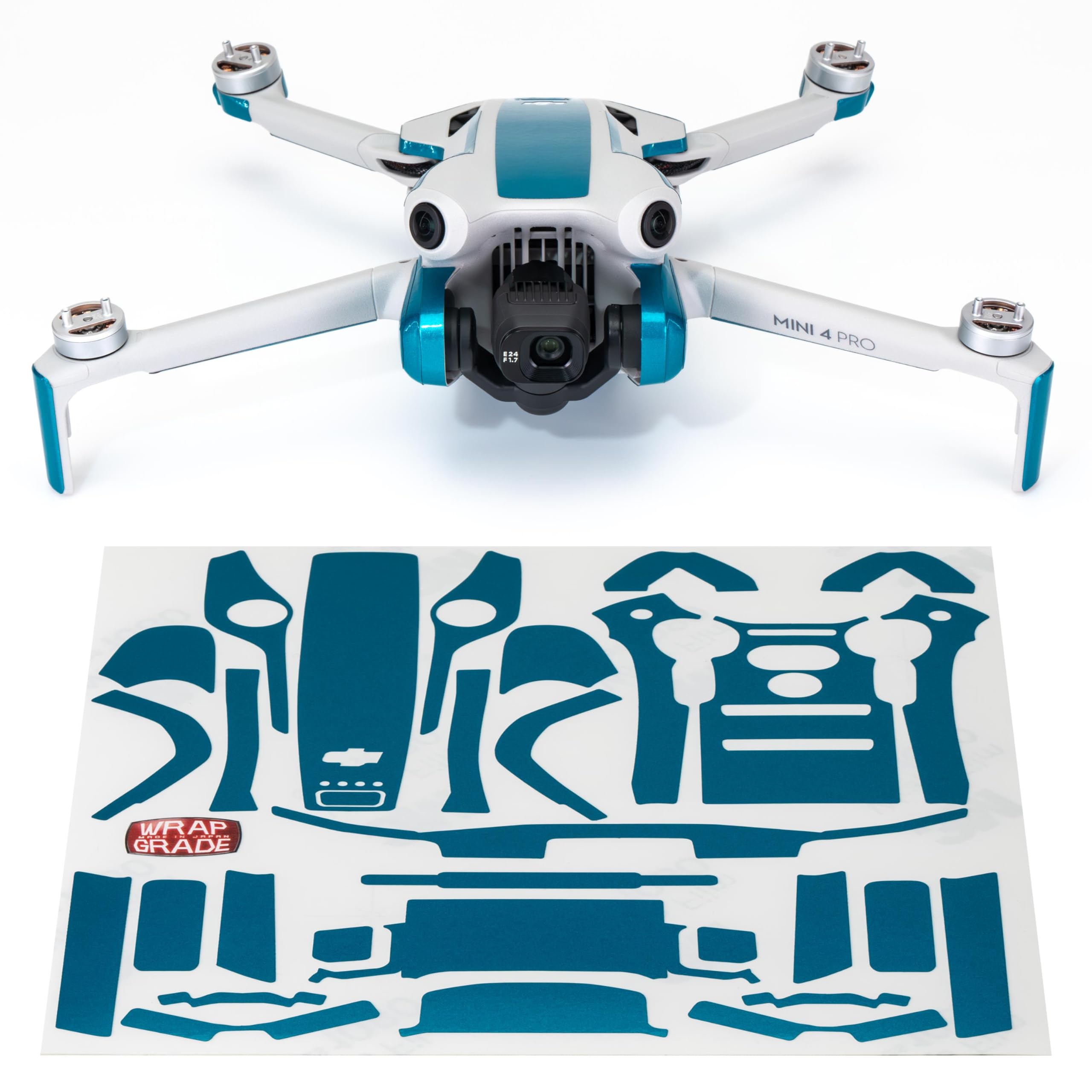 WRAPGRADE Skin Stickers Compatible with DJI Mini 4 Pro, Caribbean Blue