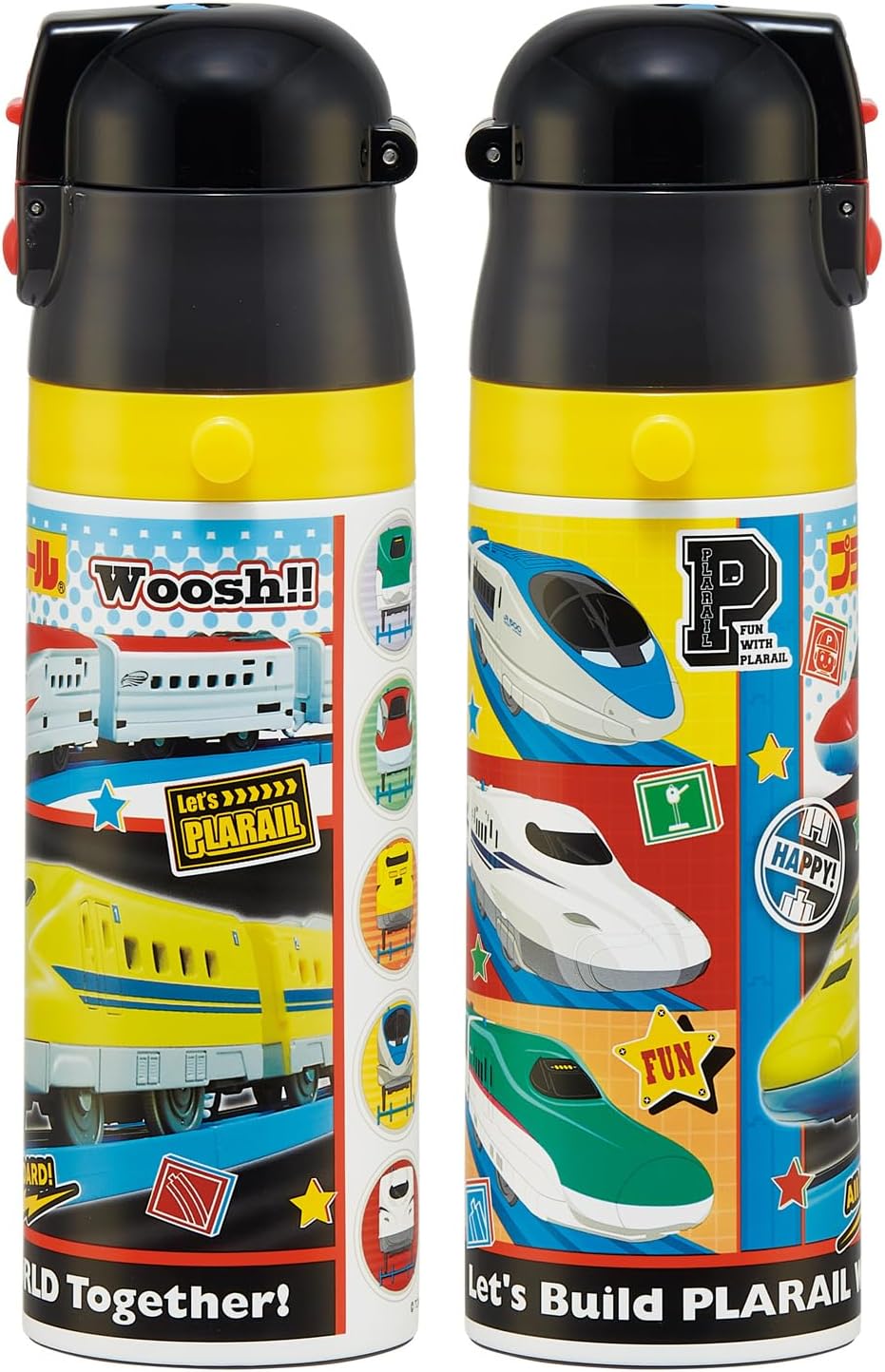 Skater SKDC4-A Children's Water Bottle, 2-Way, Direct Drinking, 15.2 fl oz (470 ml), Cup Drink, 14.0 fl oz (430 ml), Plarail 26, Stainless Steel, Heat Insulated, Lightweight, Sports Bottle, Kids