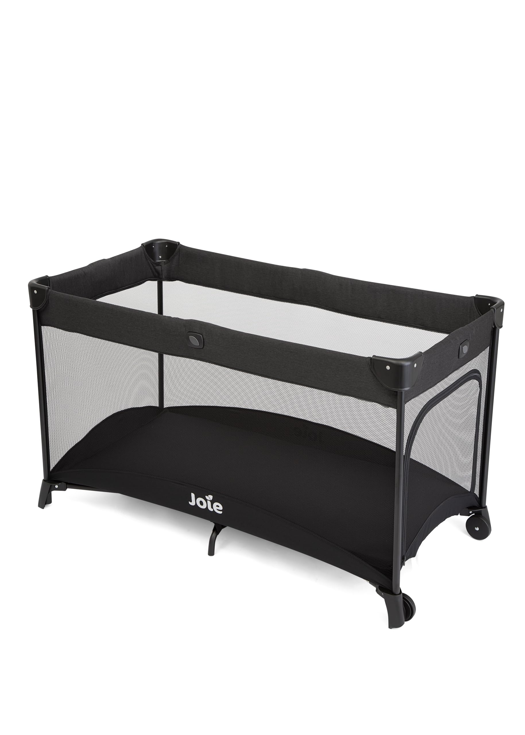 Joie Lettino da viaggio Allura 120 – Culla, rete di ventilazione, ingresso laterale con cerniera, materasso rimovibile, borsa per il trasporto e ruote – dalla nascita fino a 15 kg