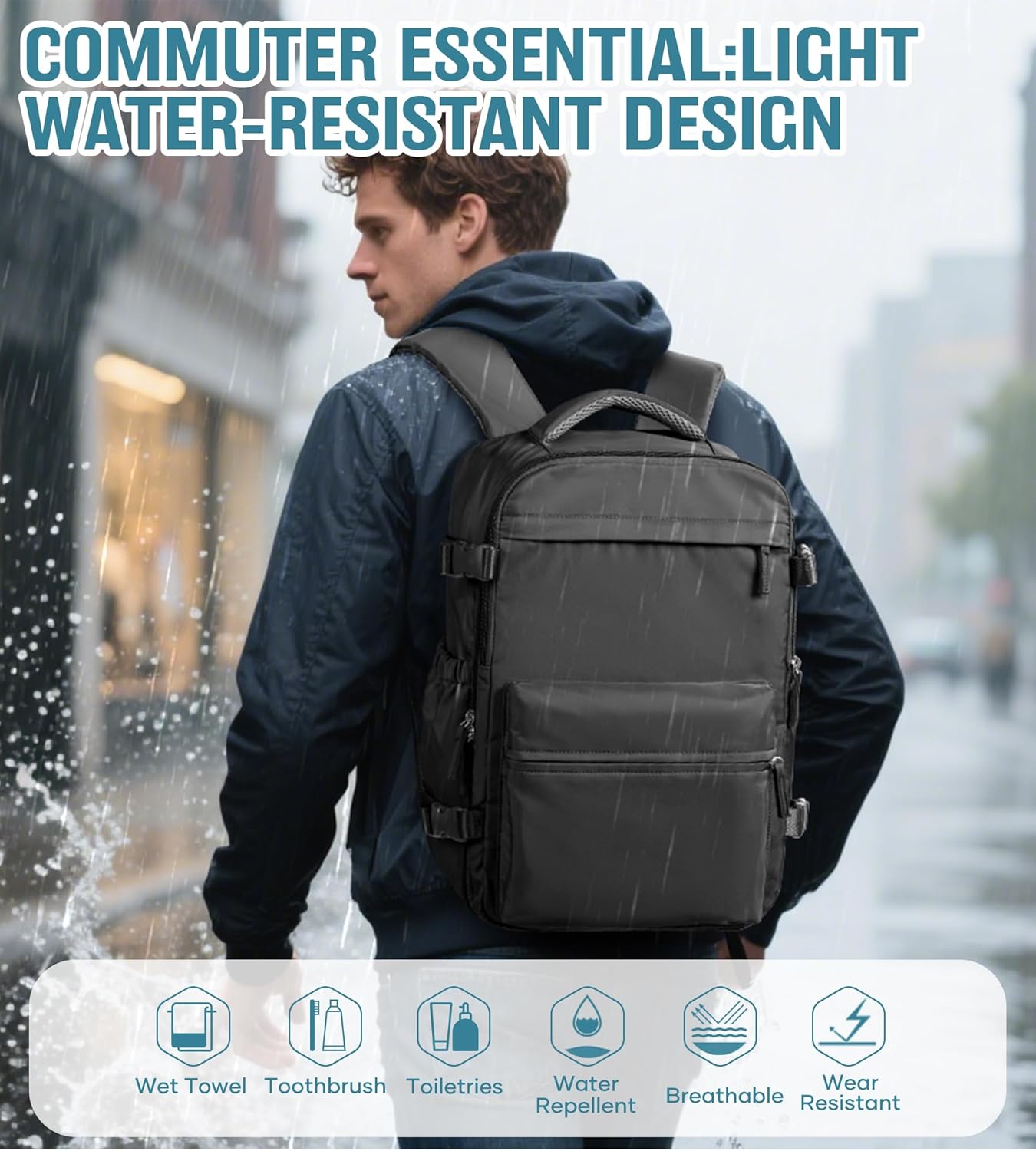 BOXSAM Large Vacuum Travel Backpack with Pump for Women, Personal Item Carry on Backpacks Flight Approved 18x14x8 inches for Men,Laptop Waterproof Work Compression bags Casual Daypack,Black - Image 7