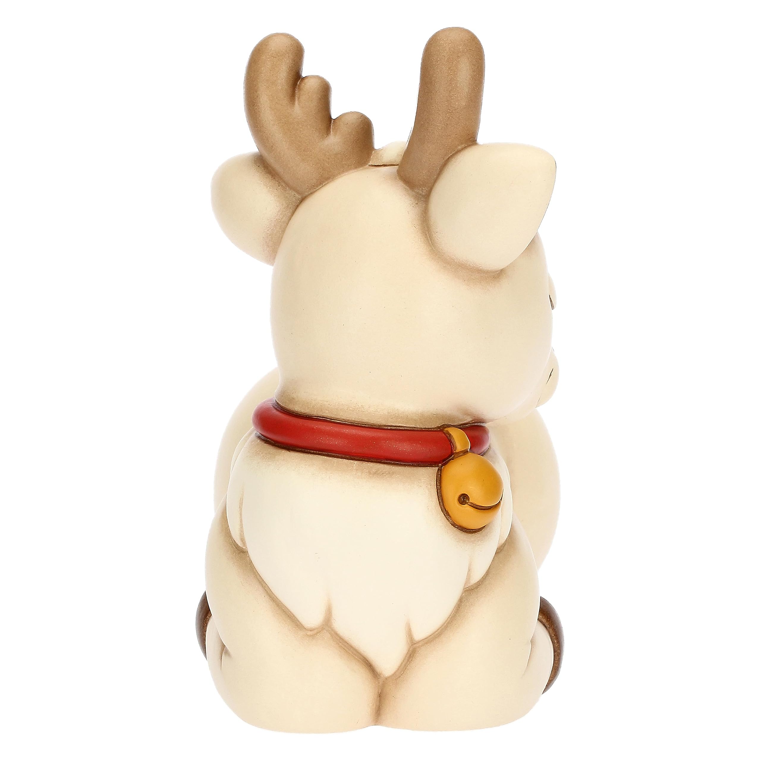 THUN, Renna Robin Seduta in Ceramica Decorata a Mano, Versione Media, Addobbo Natalizio, Idea Regalo, 15 cm