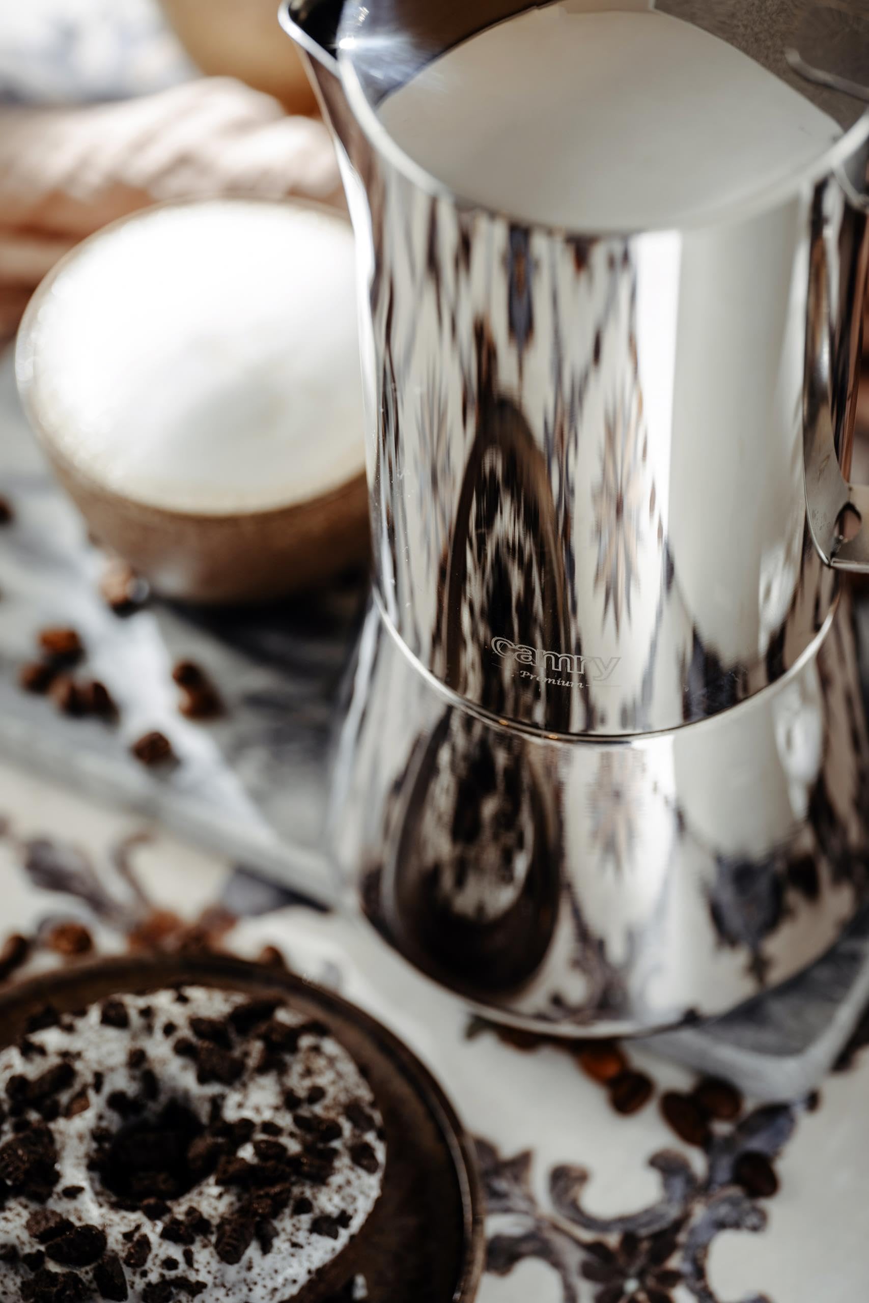 CAMRY Espressomaschine - Espressokocher Induktion, Espressokocher Edelstahl, 500ml, für Gas, Elektro, Keramik und Induktionskochfelder, Espresso Kocher mit Sicherheitsventil und Thermogriff