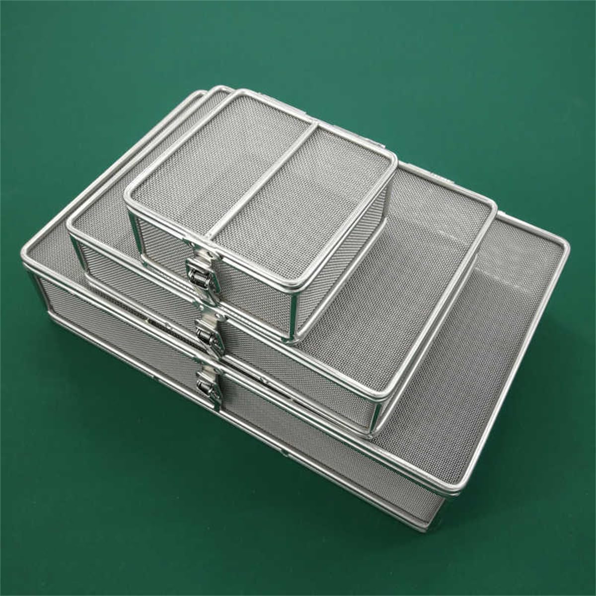 Cestas de esterilización para instrumentos médicos de acero inoxidable 304; bandejas para instrumentos y cestas de malla perforada para esterilización, aptas para instrumentos quirúrgicos,480*250*70mm