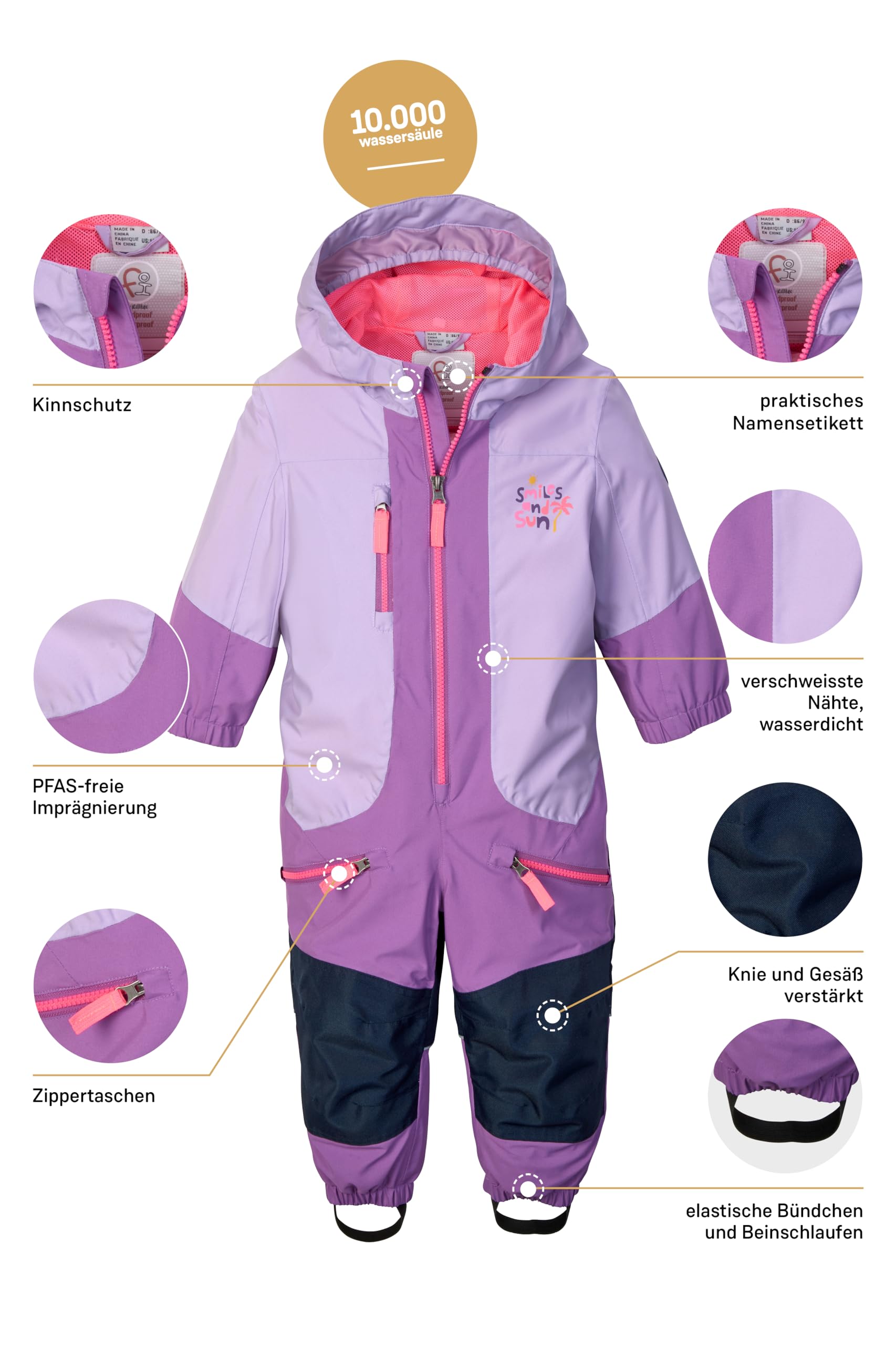first instinct by killtec Kinder Funktionsoverall/Matschanzug mit Kapuze 42909-000, helllila, 98-104, 42909-000