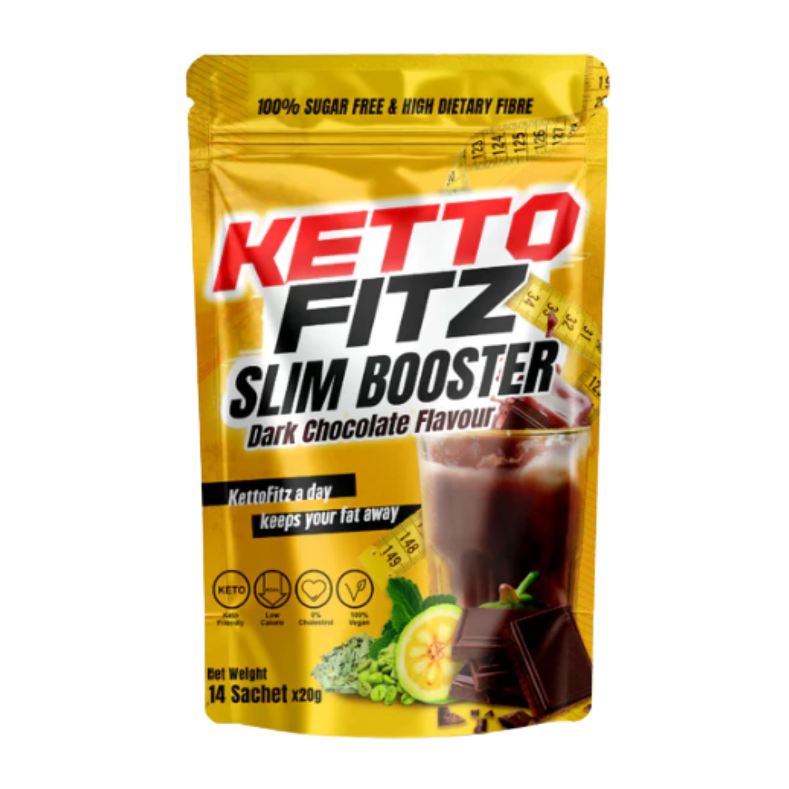 KETTO FITZ Slim Booster – Dark Chocolate Flavour | 14 Sachets x 20g