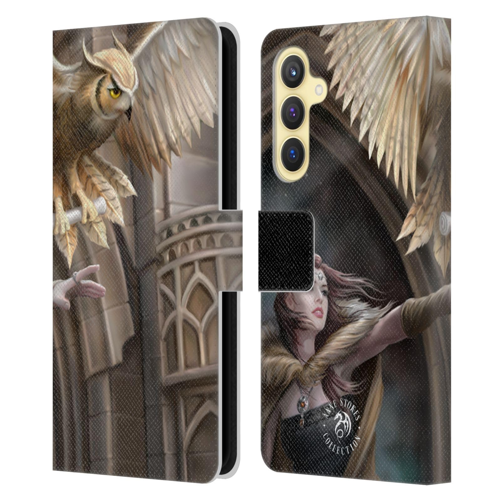 Carcasa de cuero Samsung S23 FE Head Case Designs con arte de Anne Stokes Mensajero Búhos 7