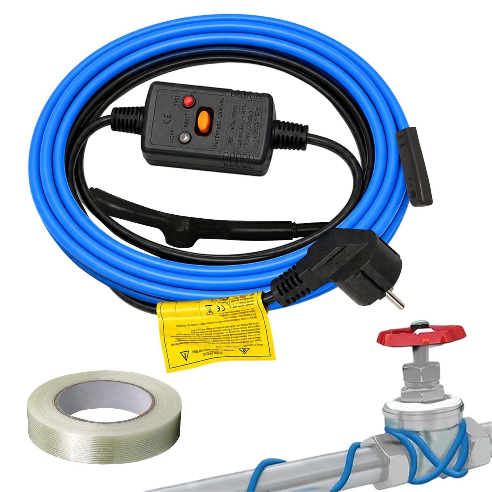 Heizkabel mit Thermostat,25 W/m Frostschutz Heizkabel mit FI-Schutzstecker,Begleitheizung Wasserleitung,Selbstregulierendes Heizband Frostschutz für Wasserleitungen Pflanzen und Dachrinnen,IP54 (6M)