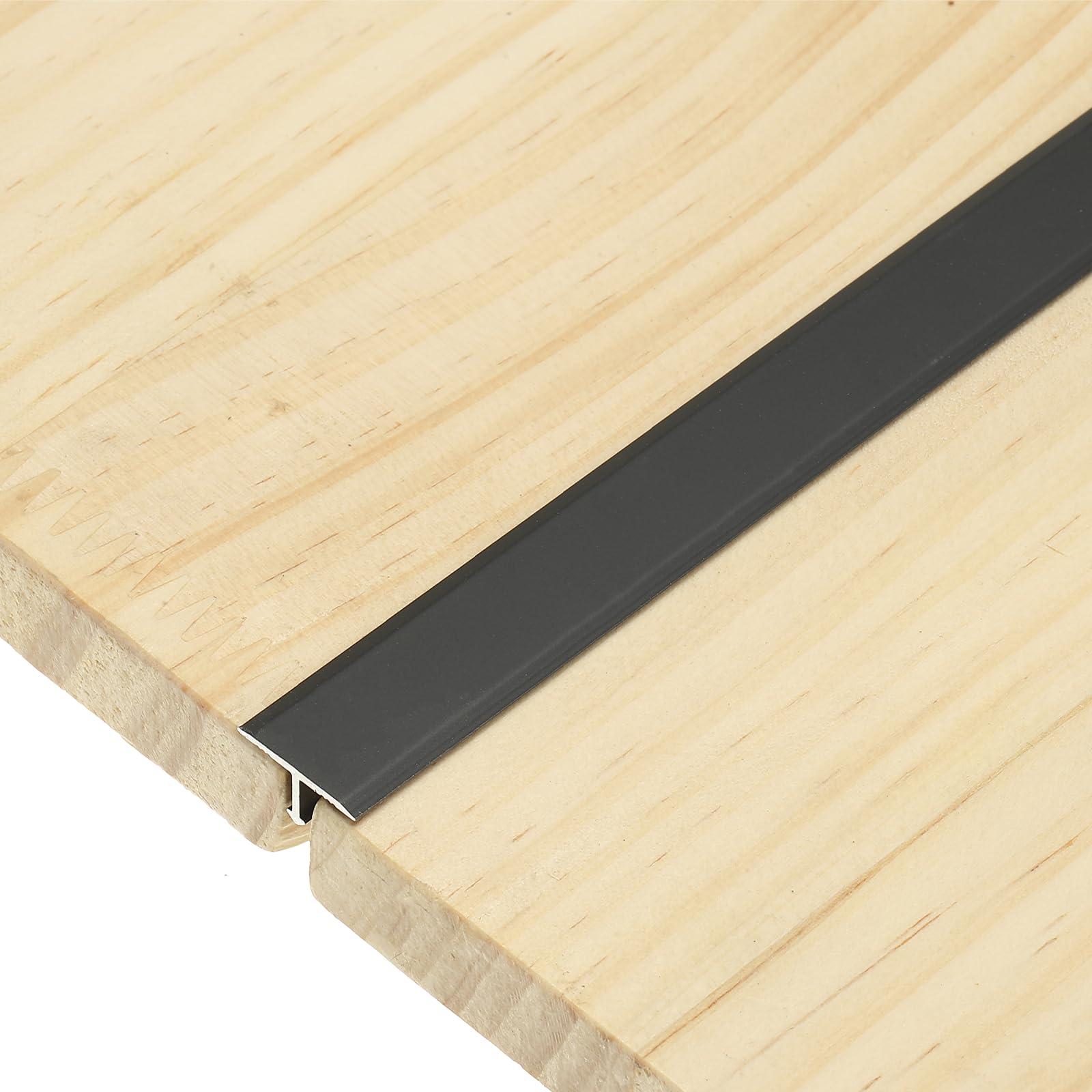 sourcing map 3Pcs T-Molding Transition Strips, 9m x 15mm (L x W) Aluminium Alloy Floor Flat Divider Strip Vinyl Flooring Edging Trim for Floor Gaps Doorways, Matte Black