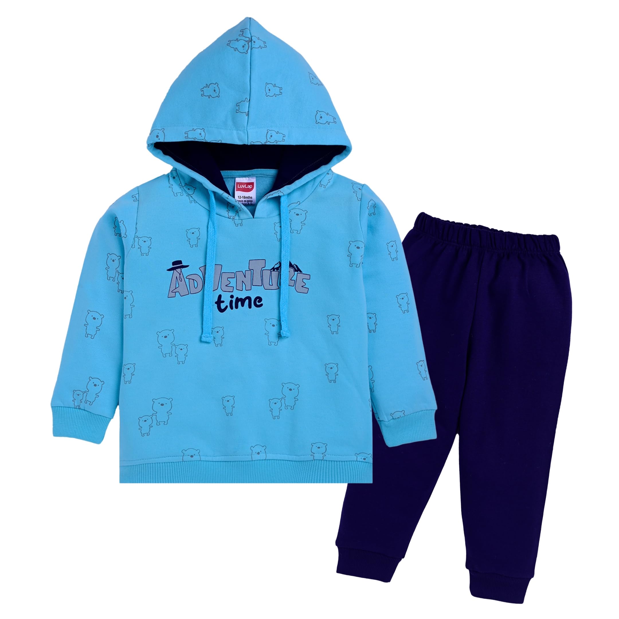 Baby Boys Full Sleeve Hooded Sweatshirt & Pyjama Set-image-30