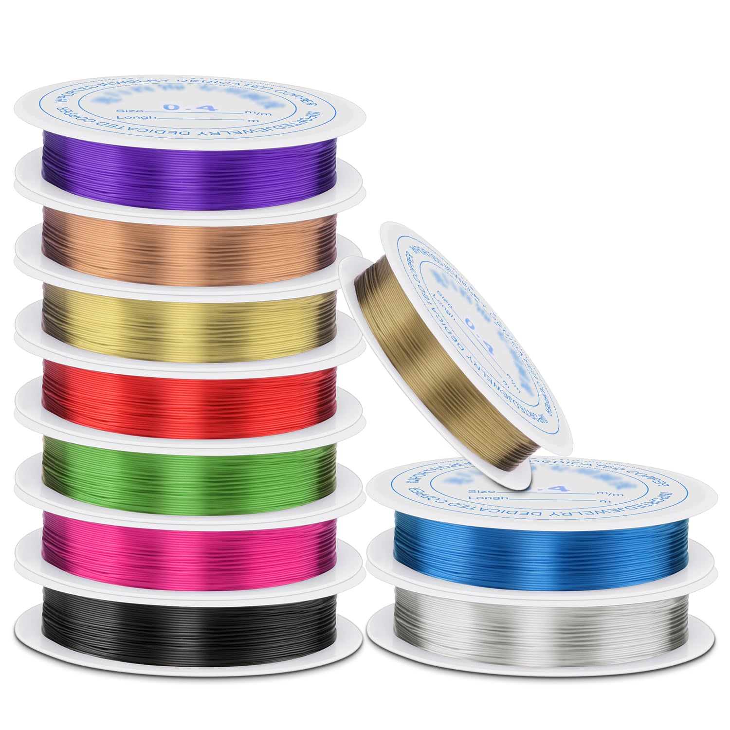 Photo 1 of 0.4 mm Dia. 10 Rolls Copper Jewelry Wire, 10 Assorted Colors Beading Wire for Jewelry Making Bracelet Earrings Rings Necklaces Flower Craft Projects