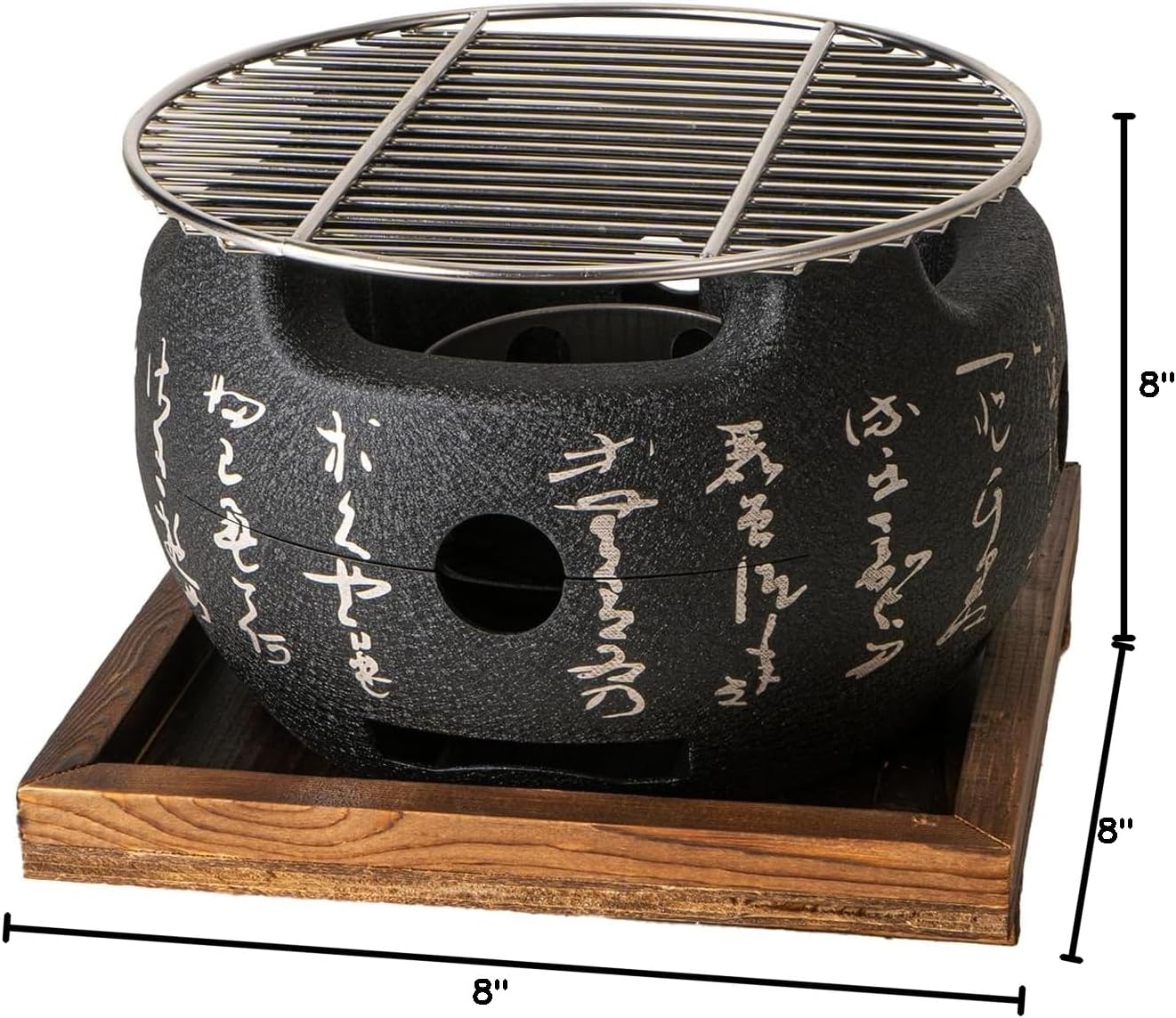 Japanese Yakitori Konro Grill Tabletop Round BBQ Grill Charcoal Stove Portable Camping Grill 8 inch Diameter Aluminum Alloy (Wire Grid Top)