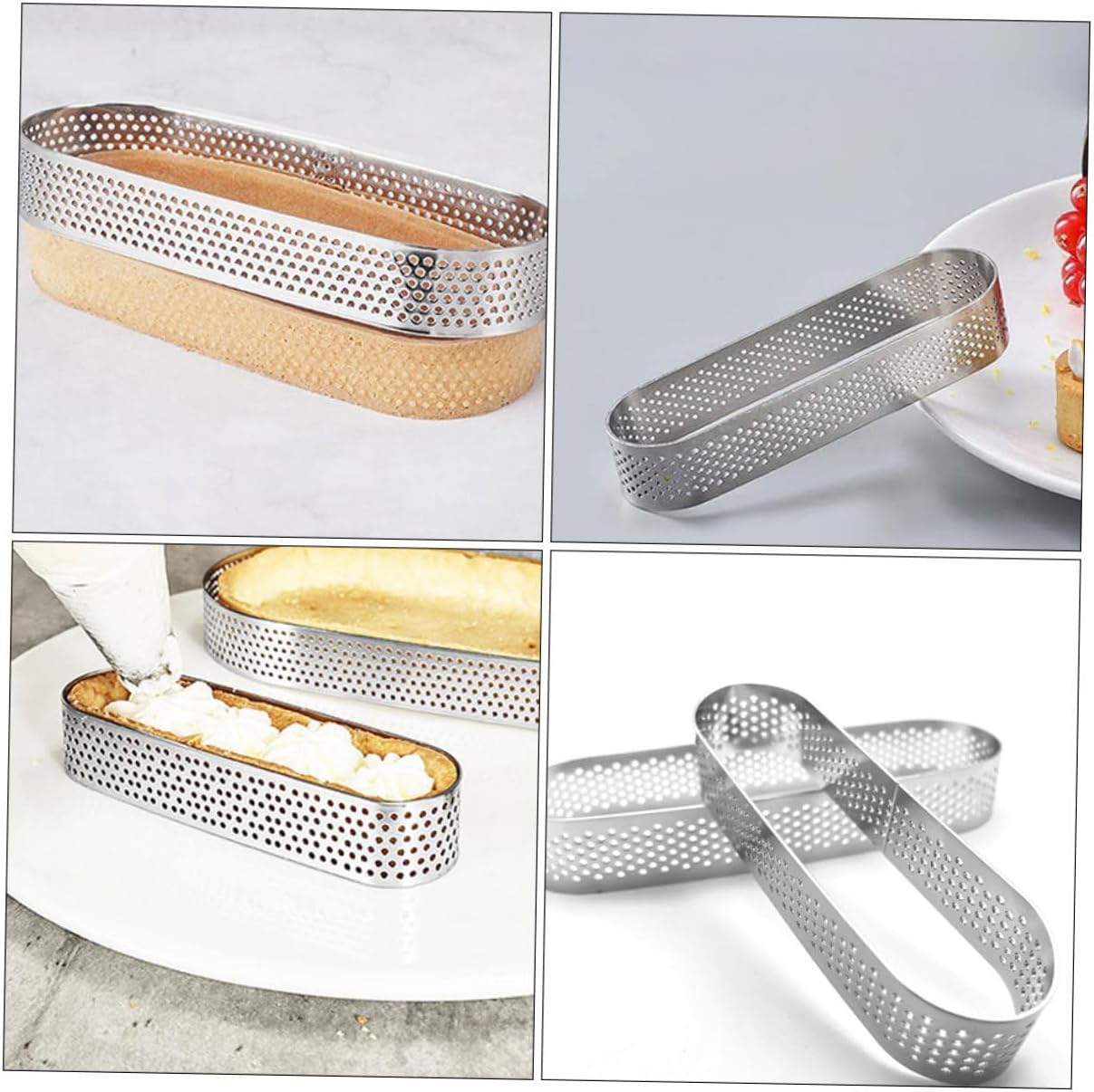 Baking Mold,Cake Pans Cake Mold Oval Tart Ring Kitchen Pizza Rings Muffin Ring French Dessert Mold Kitchen Cooking Ring Brownies Baking Mold Fruit Tart Mold Cake Pan Silver 304 Stainless(1xTart Ring(S
