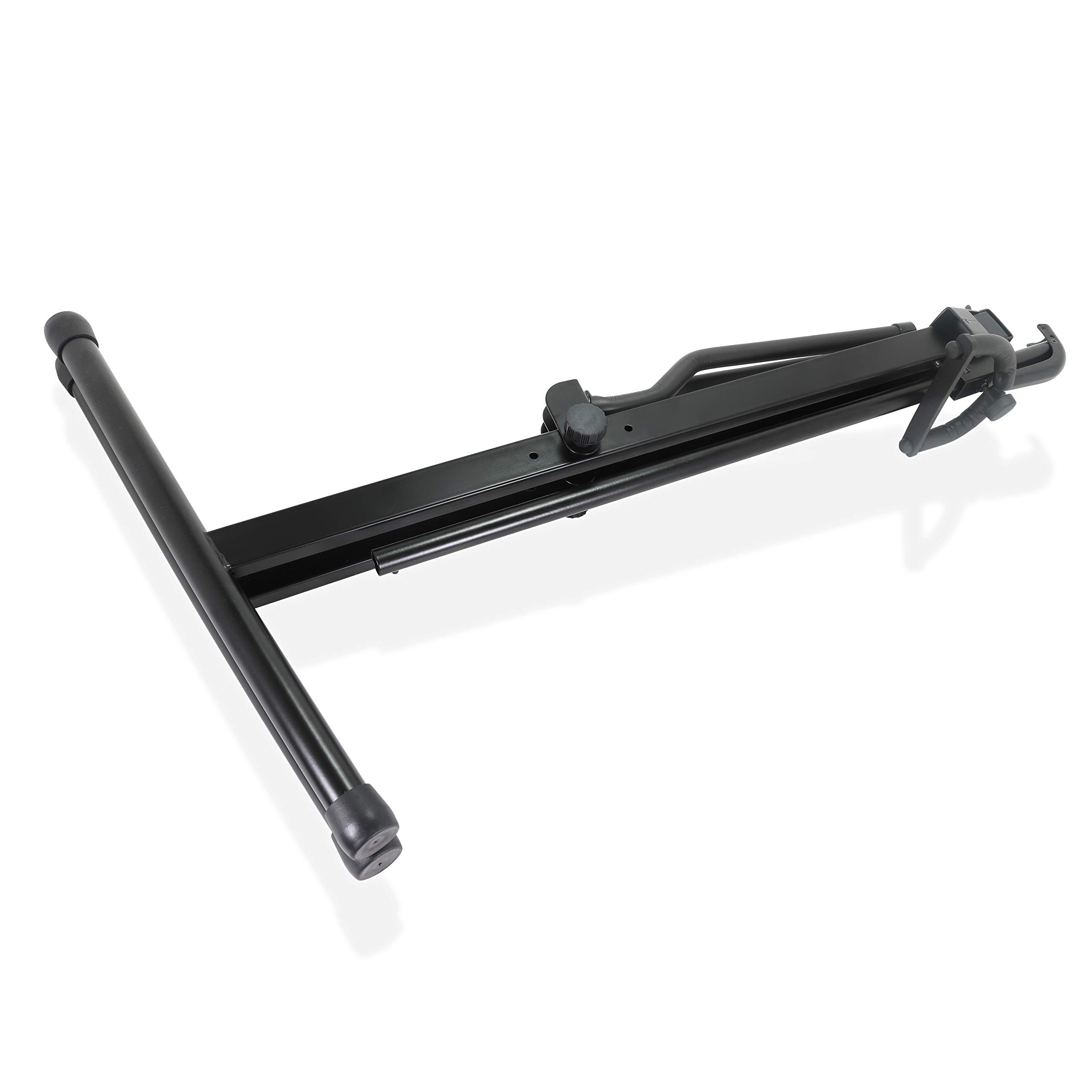 Support de Violoncelle en Acier Réglable avec Crochet Porte-Arc en Noir - Pliables et Portables avec Barre de Sécurité - Livré avec un Bouchon d'Ancrage pour Épingle à Cheville