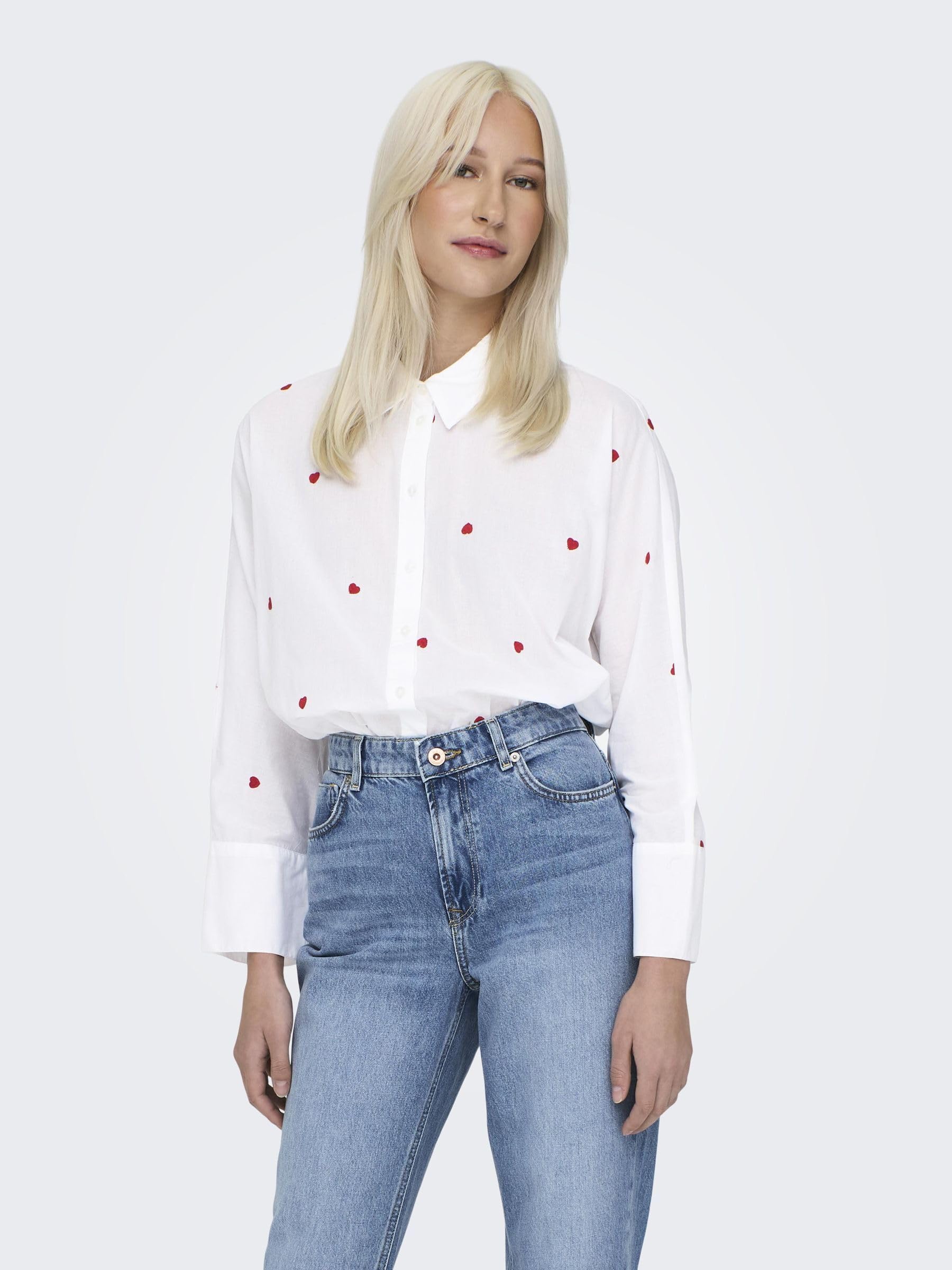 ONLY Camisa de Mujer con Cuello de Camisa, Ajuste Cuadrado, puños y Botones cómodos y Elegantes.