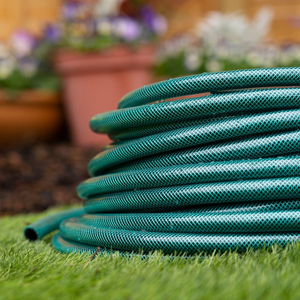 Hydrosure Green Braided Garden Hose Pipe 12.5 Mm X 50 M - Reinforced Outdoor Watering Hose With Braided Construction For Added Strength, Uv-Stable And Flexible Hose For Lawn, Patio Pots