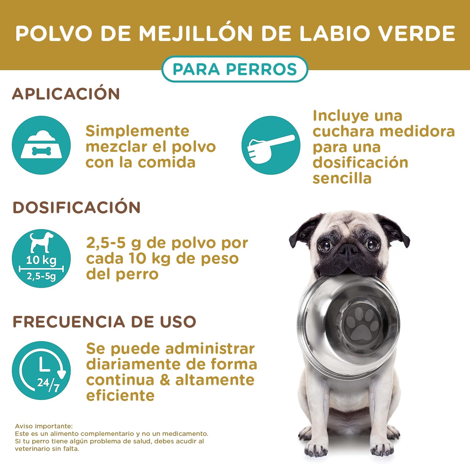 Mejillón de Labio Verde en Polvo para Perros 500g – Suplemento Natural con glucosamina, mejillón Labio Verde Perros, mejillon Labios Verde, 500g de Nueva Zelanda, Apoyo Articular